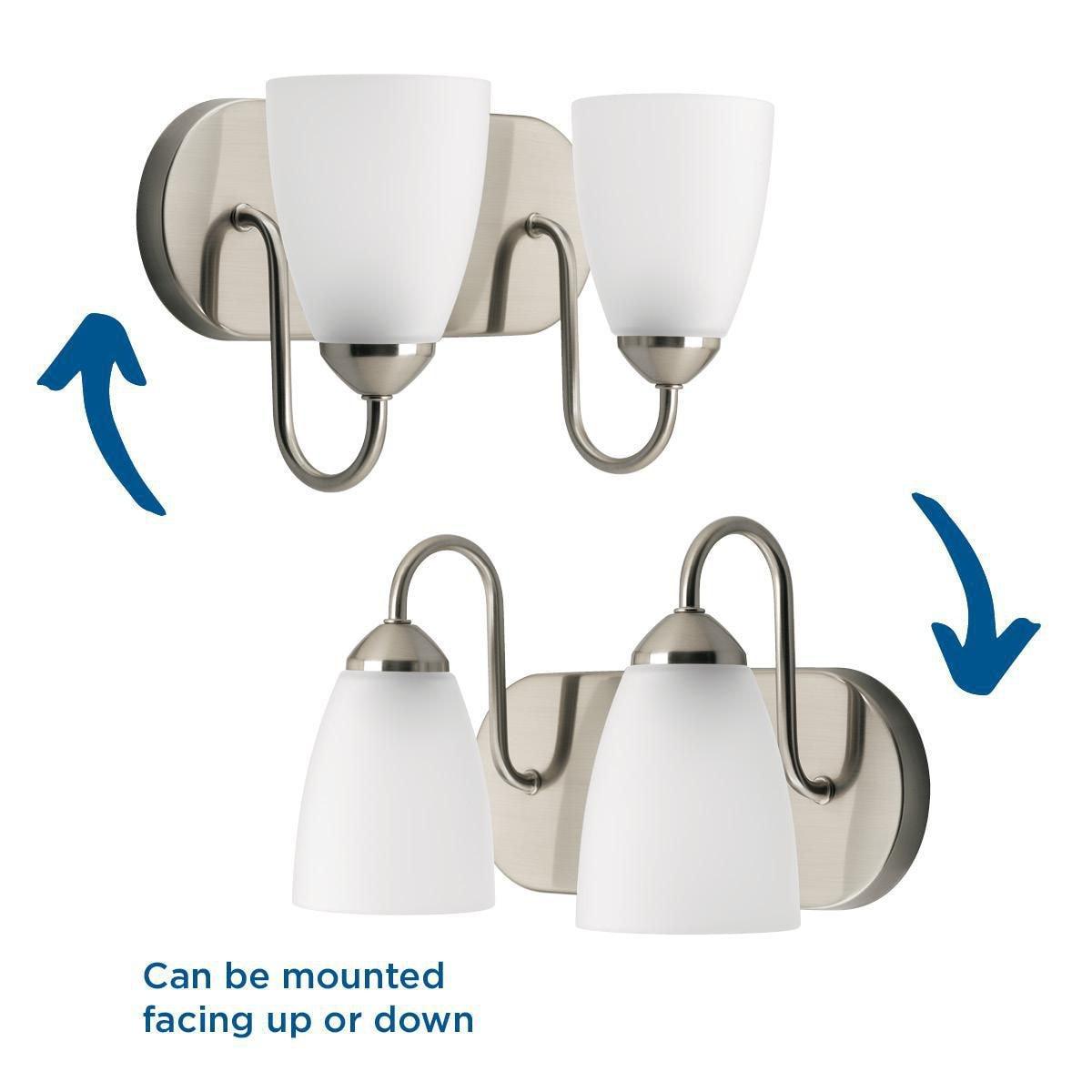 Progress Lighting Gather 2-Light Bath Bracket, Brushed Nickel, Etched Glass Shade