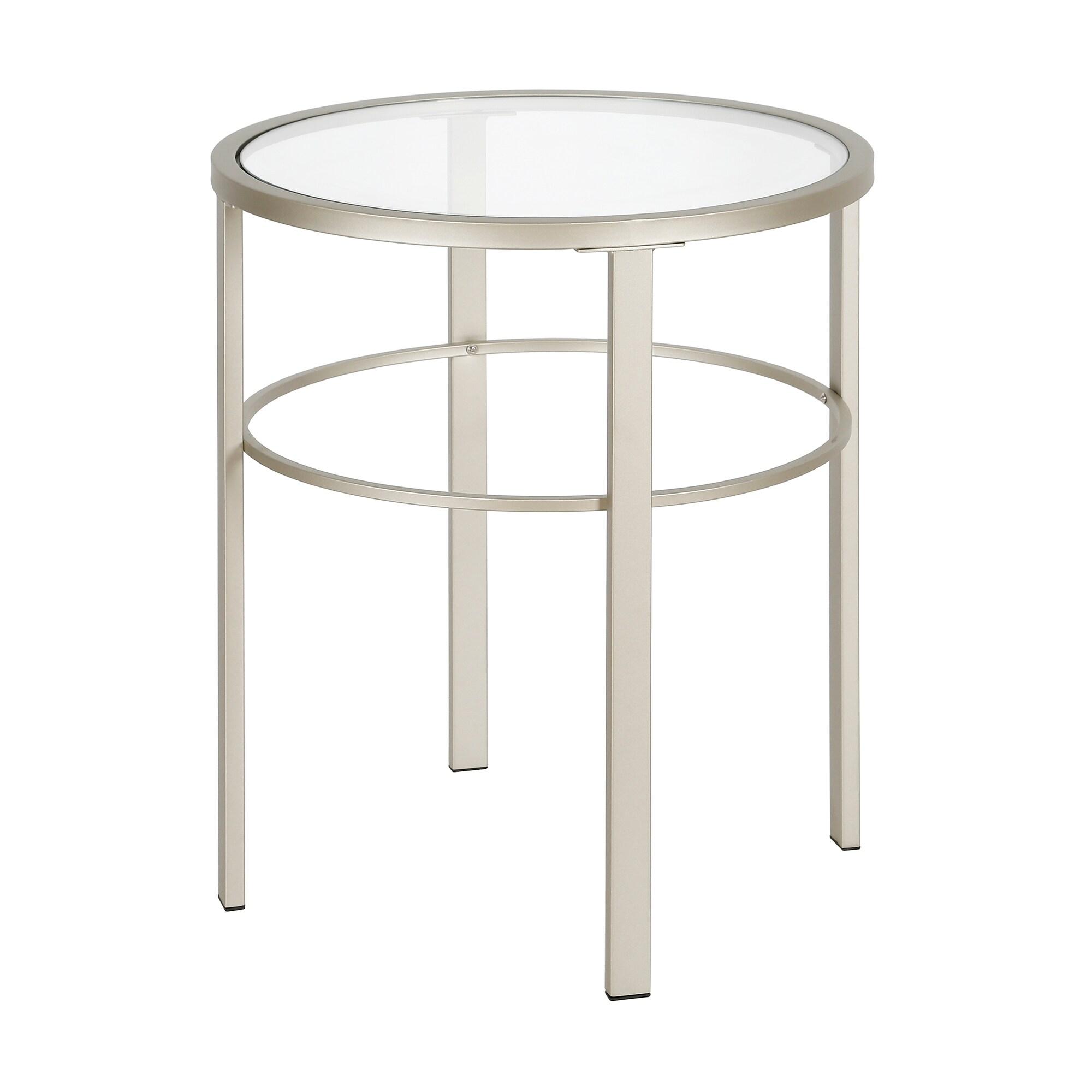 Evelyn&Zoe Gaia 20" Wide Round Side Table, Satin Nickel
