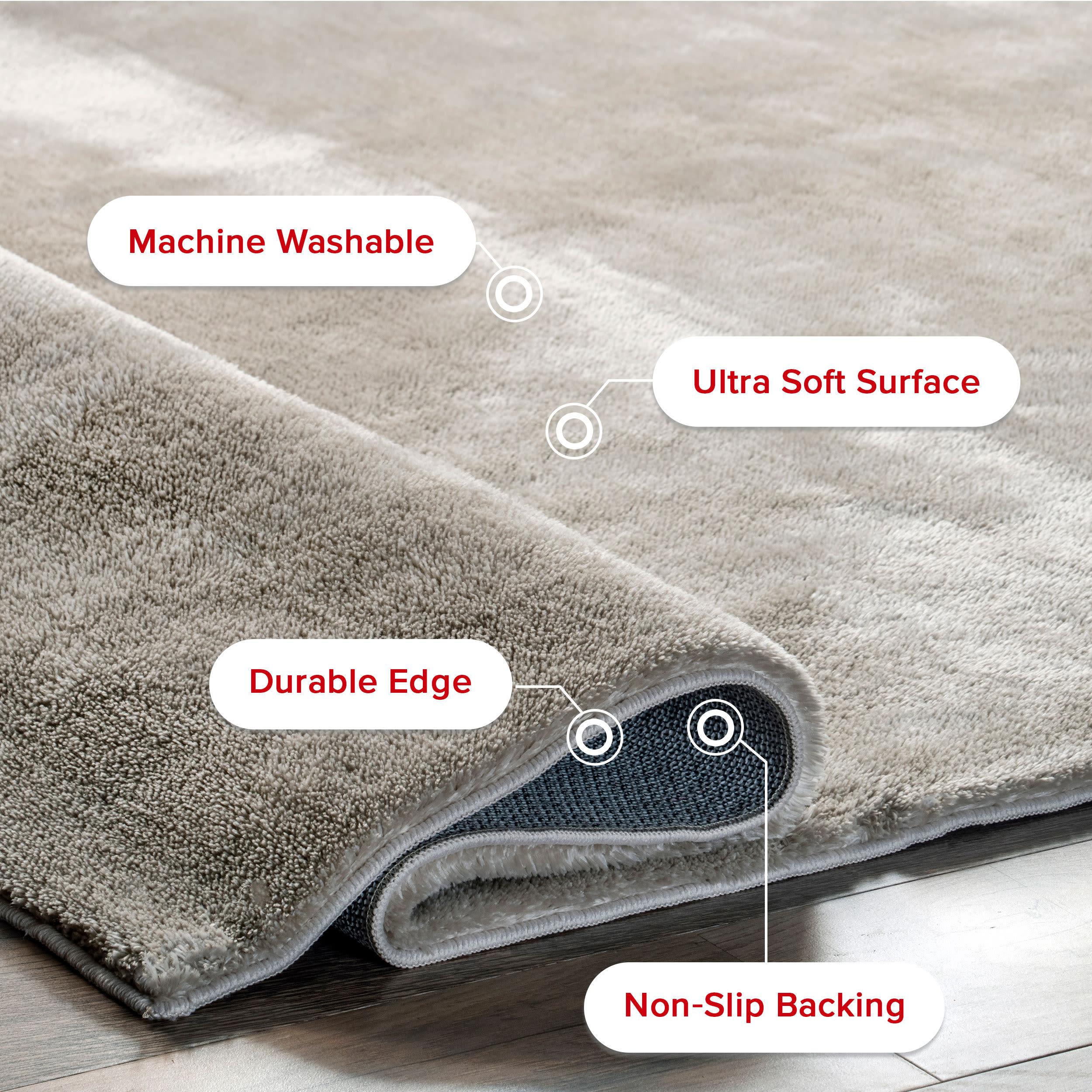 Nuloom Loni Cozy Plush Solid Pet Friendly Premium Machine Washable Shag Area Rug, 5' x 8', Beige