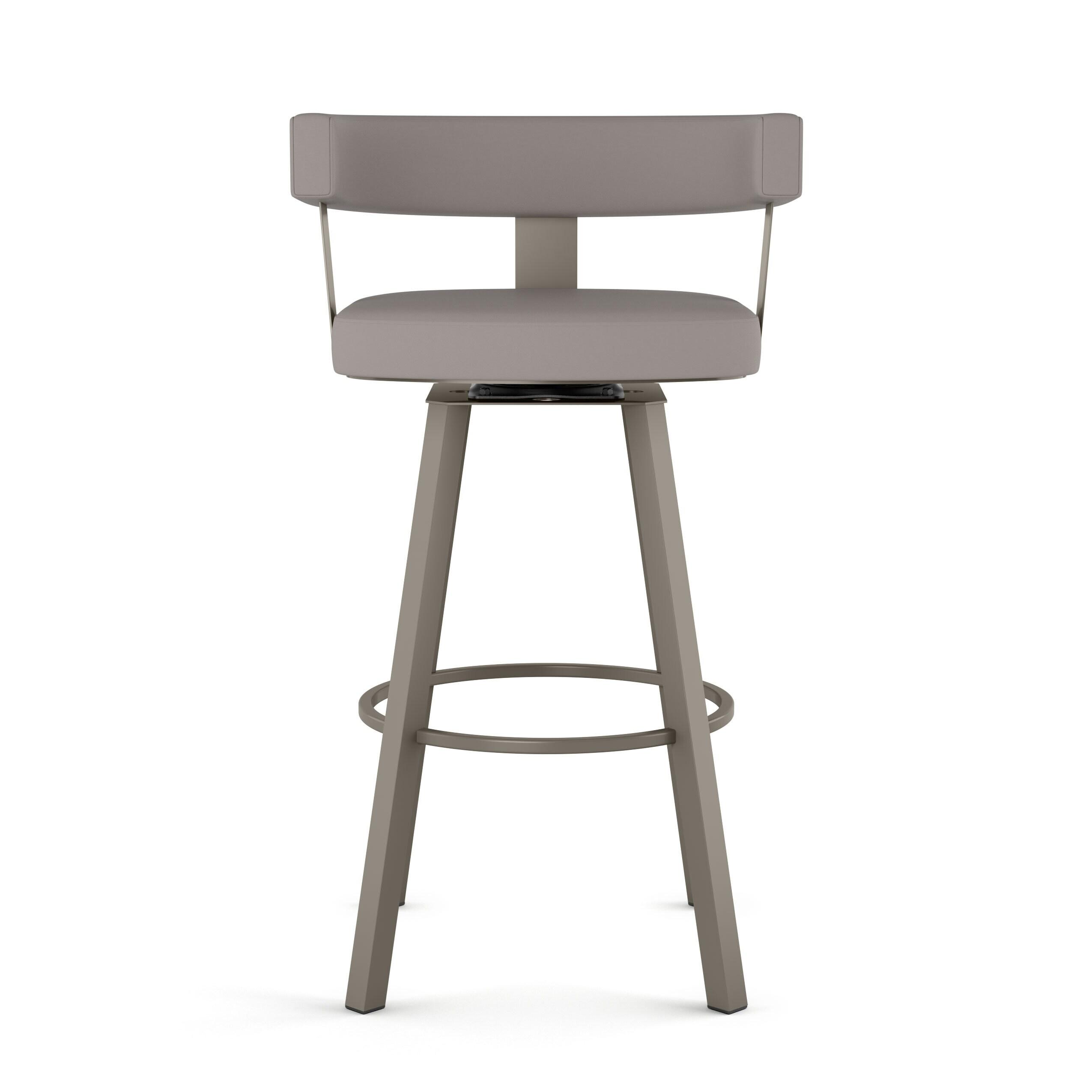 Amisco Parker 26 In. Swivel Counter Stool - Grey White Polyester / Black Metal