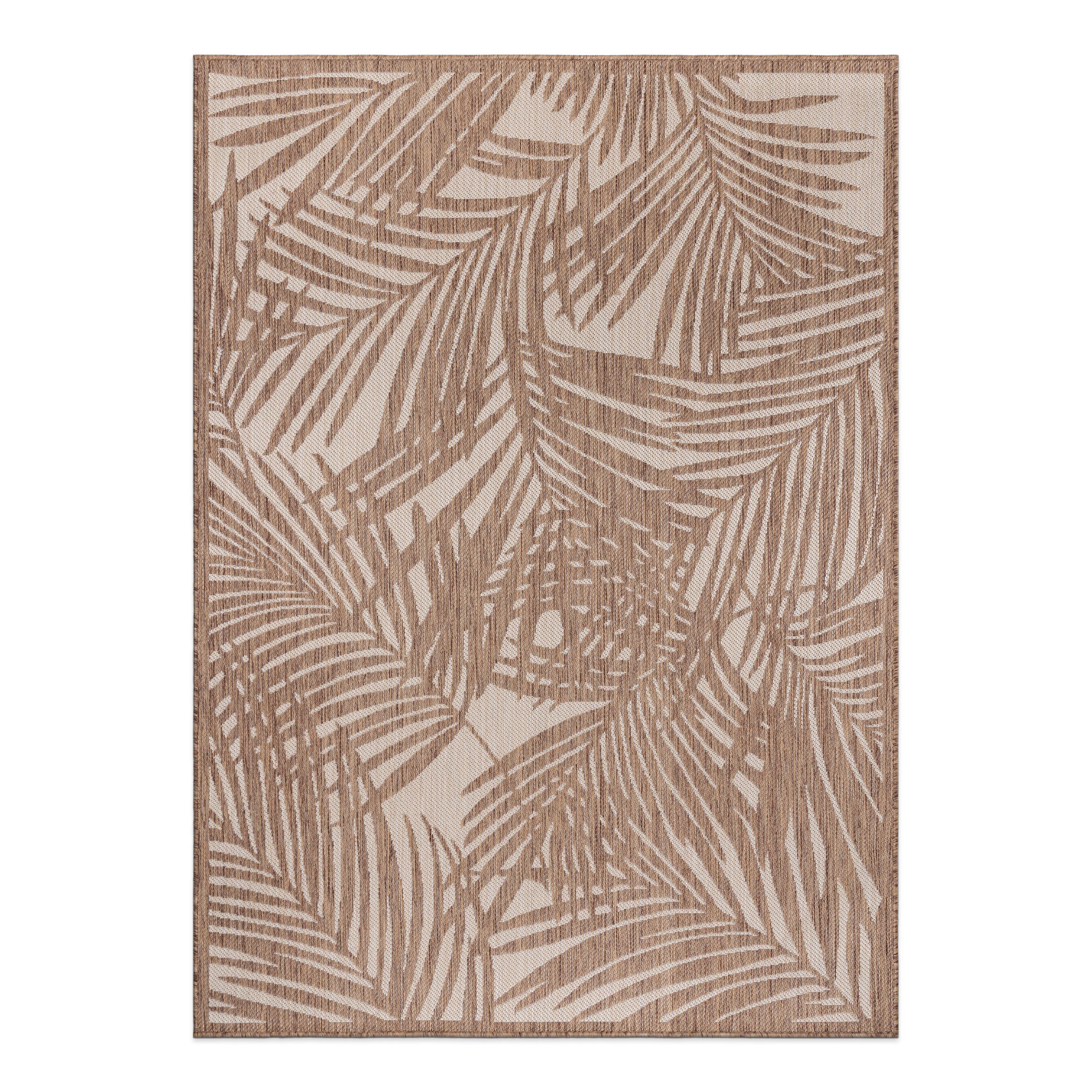 World Rug Gallery Contemporary Palm Leaf Textured Flat Weave Indoor/Outdoor Area Rug - BROWN 5' X 7'