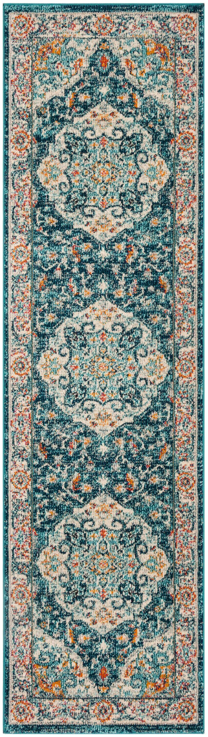 Phoenix PHX154 Power Loomed Indoor Runner Rug - Ivory/Blue - 2'3"x8' - Safavieh.