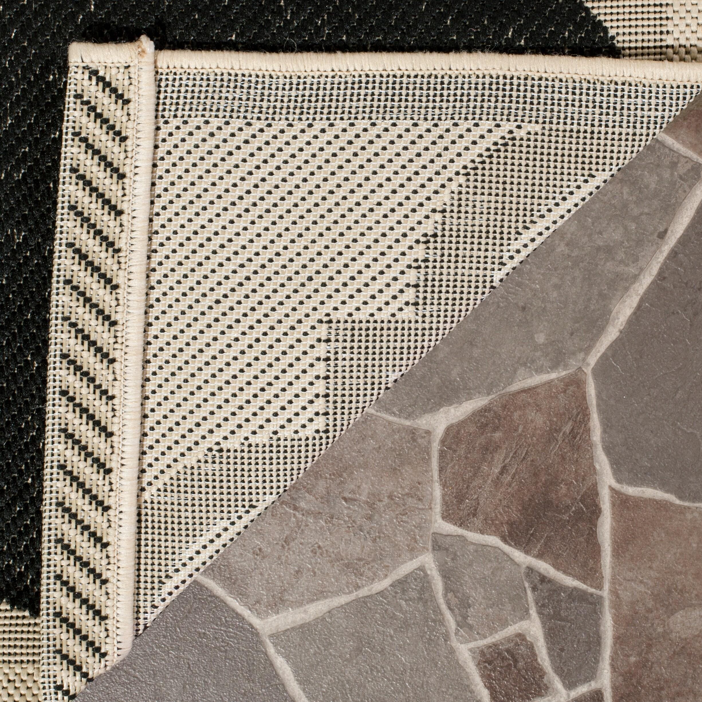 Courtyard CY6243 Power Loomed Indoor and Outdoor Area Rug - Black/Beige - 5'3"x5'3" - Safavieh