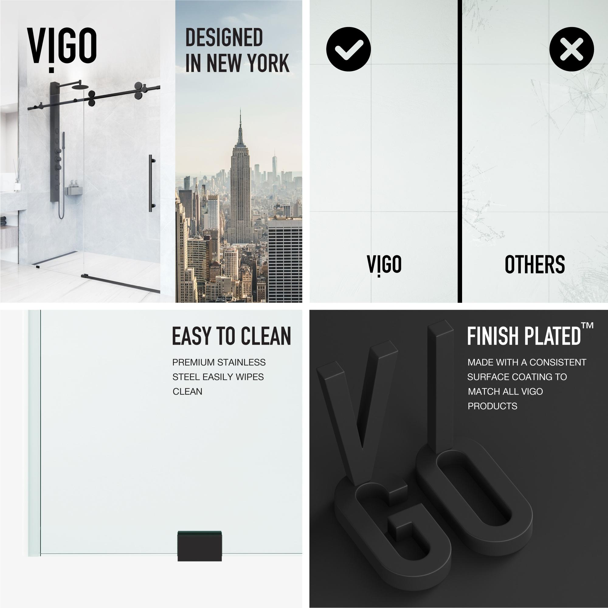 Elan 56-60" W x 74" H Sliding Frameless Shower Door with 3/8" Clear Glass