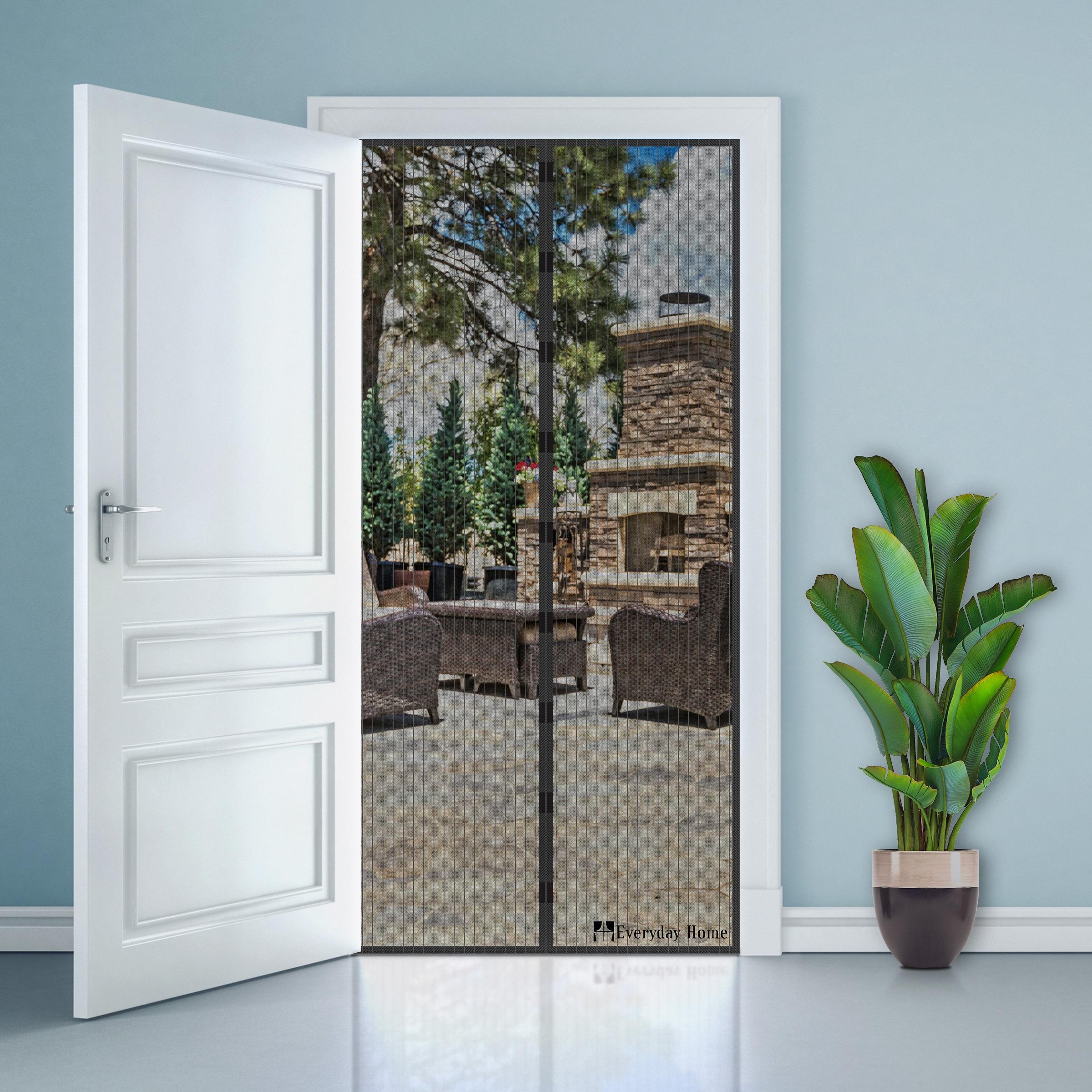 Hastings Home 38" Magnetic Screen Door for French Doors or Sliding Glass Doors - Full Frame Velcro, Black