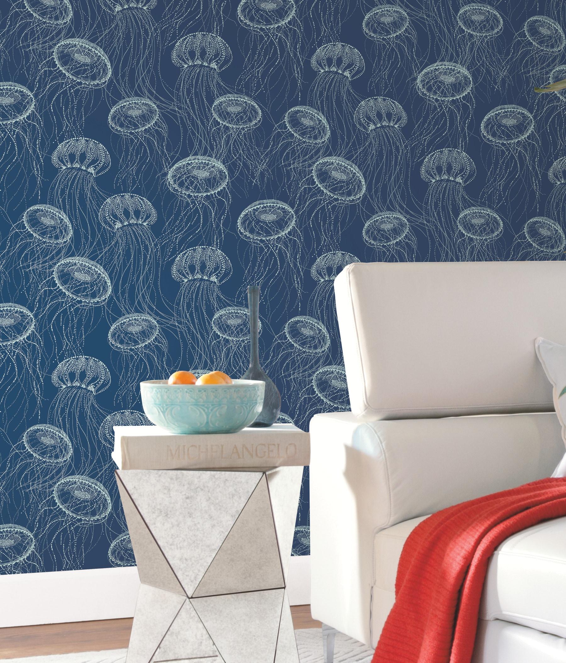 York Wallcoverings Navy Atolla Removable Wallpaper