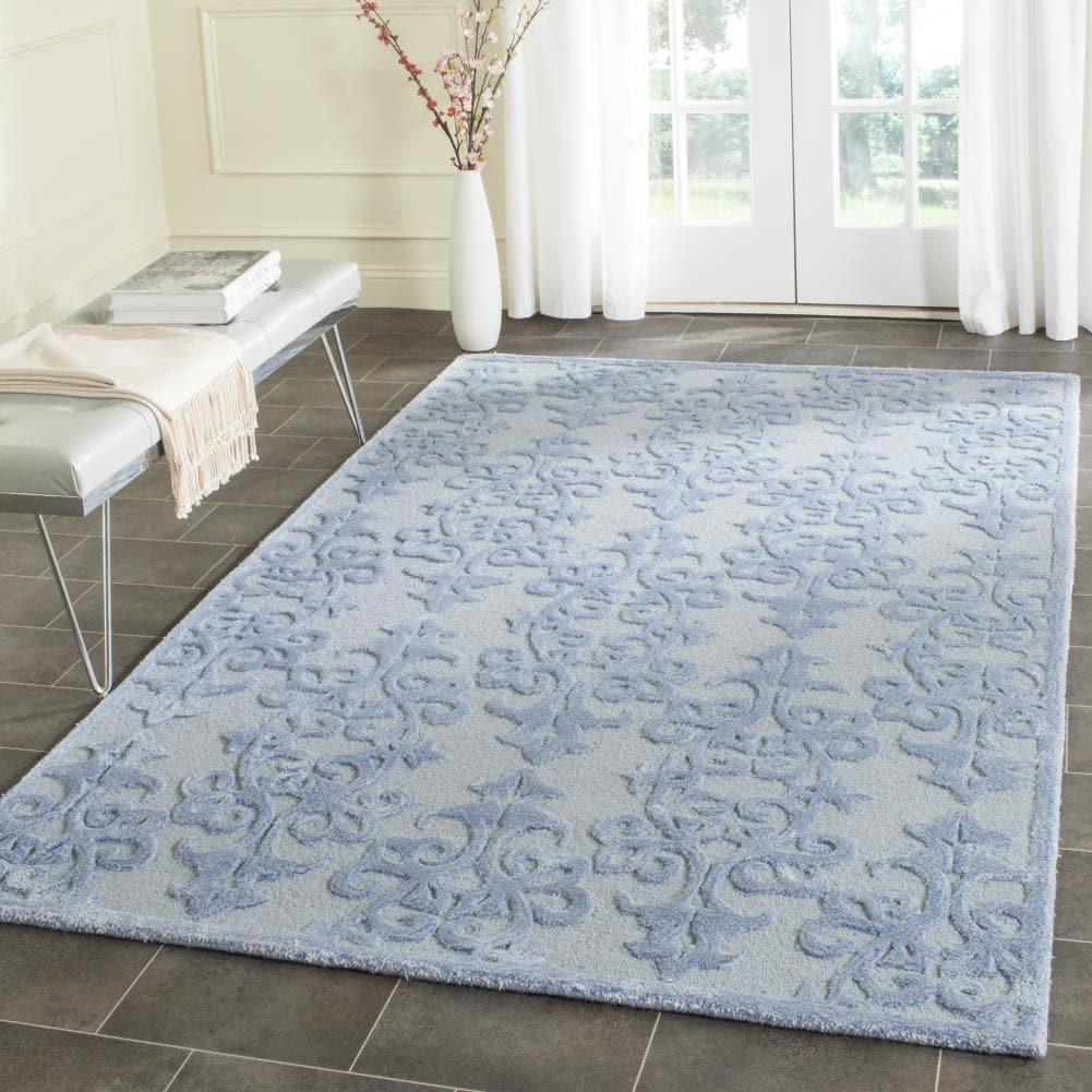 Bella BEL127 Hand Tufted Area Rug - Blue - 5'x5' - Safavieh.