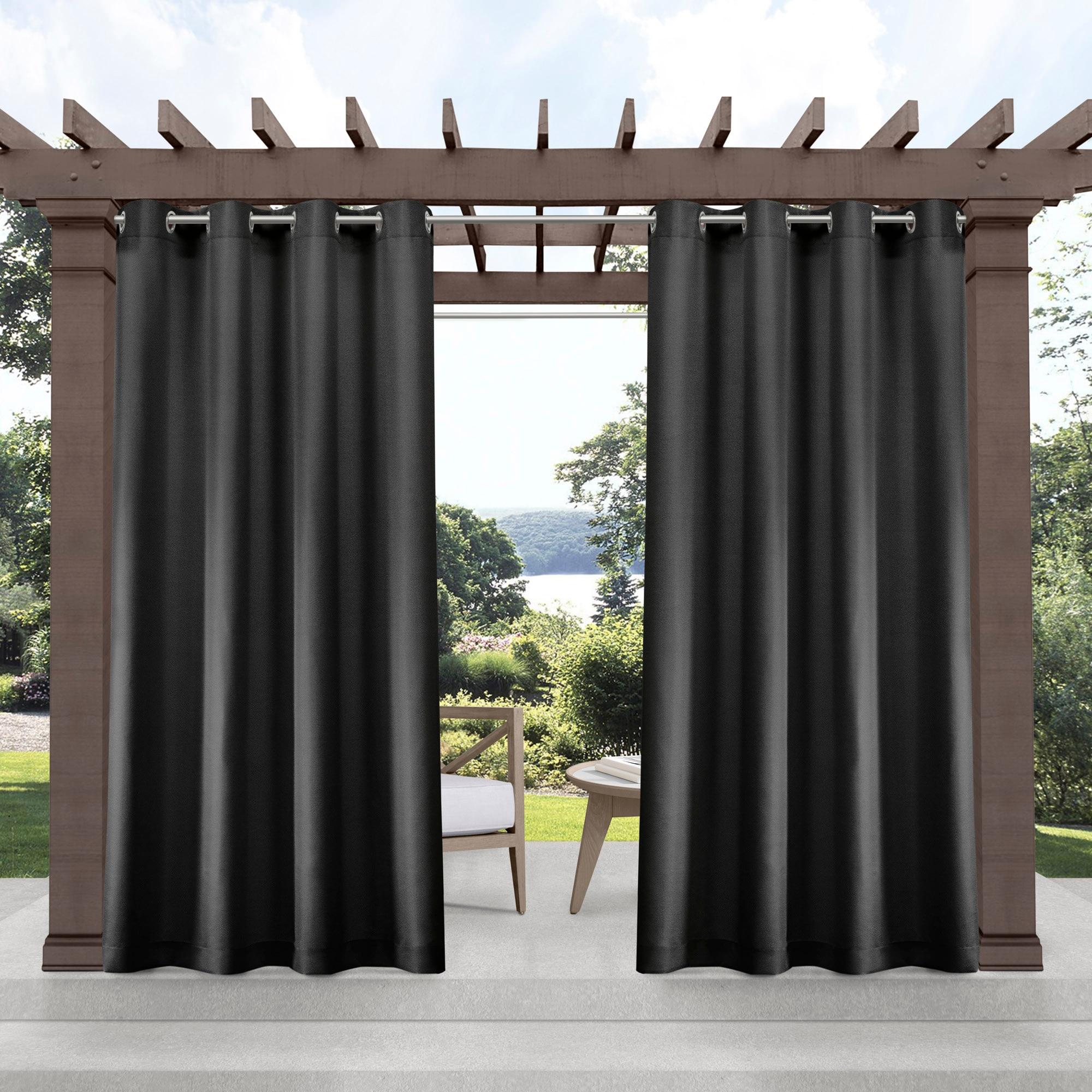 TOWN & COUNTRY BASICS Cabana Solid Heavyweight Indoor Outdoor Curtains, Light Filtering Opacity with Grommet Top, Water Repellent, 2-Pack Set, 54"x108", Charcoal