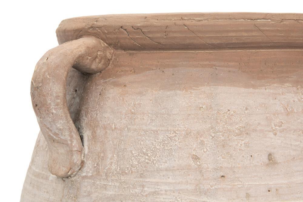 Storied Home 14" x 13" Whitewashed Terracotta Urn Jar Orange : Indoor/Outdoor, Boho Style, Water Tight