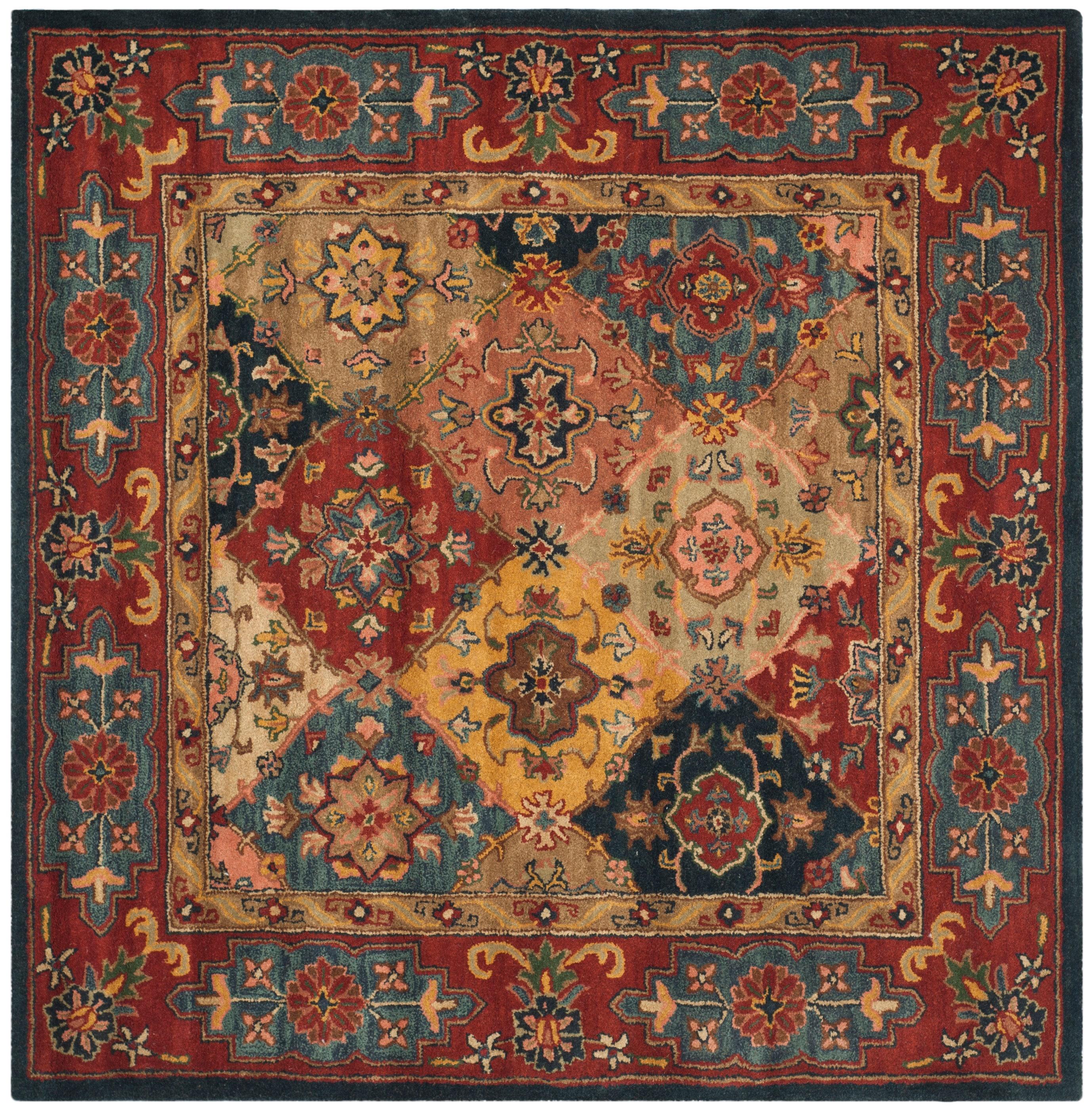 SAFAVIEH Heritage Trudi Traditional Wool Area Rug, Red/Multi, 10' x 10' Square