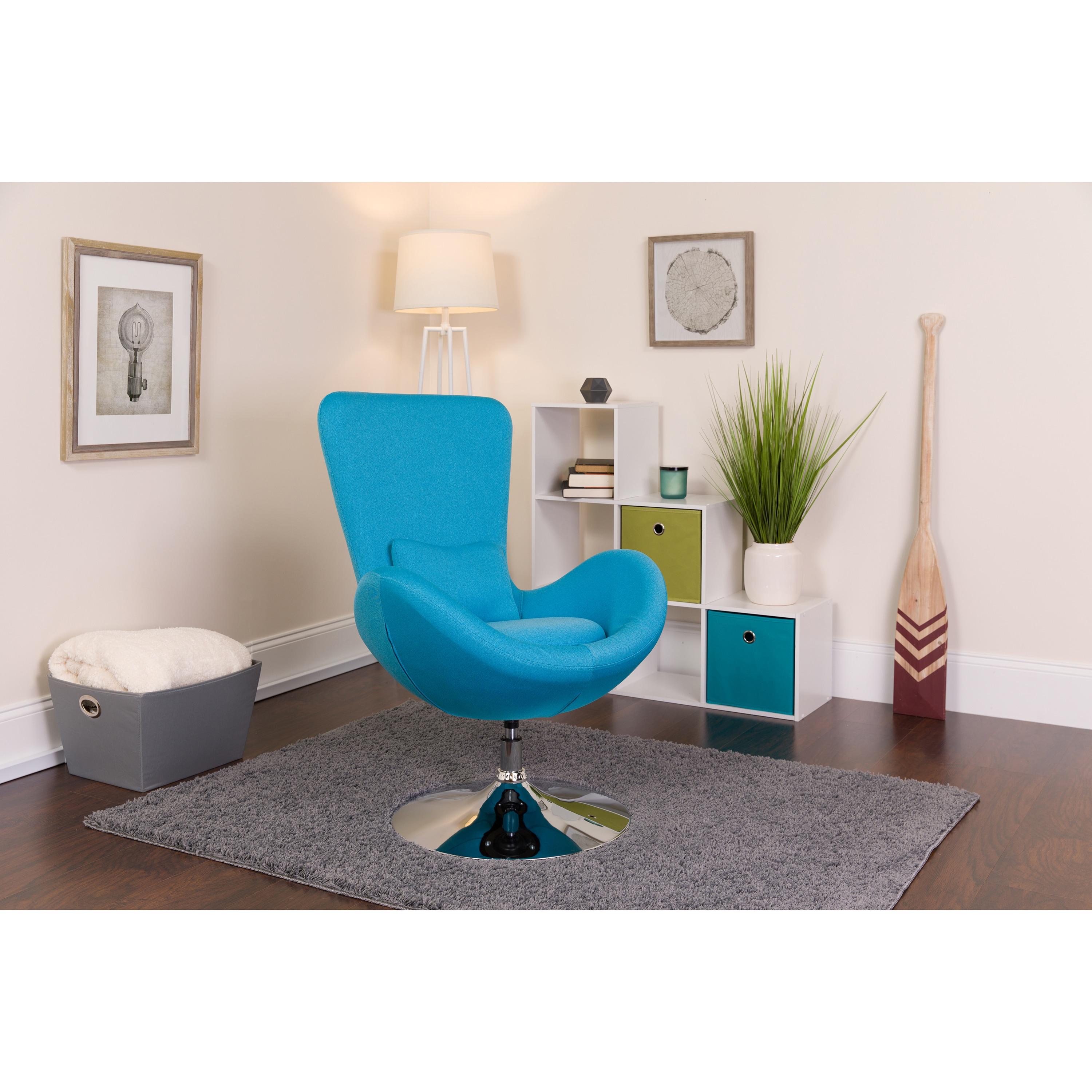 Flash Furniture Egg Series Aqua Fabric Side Reception Chair