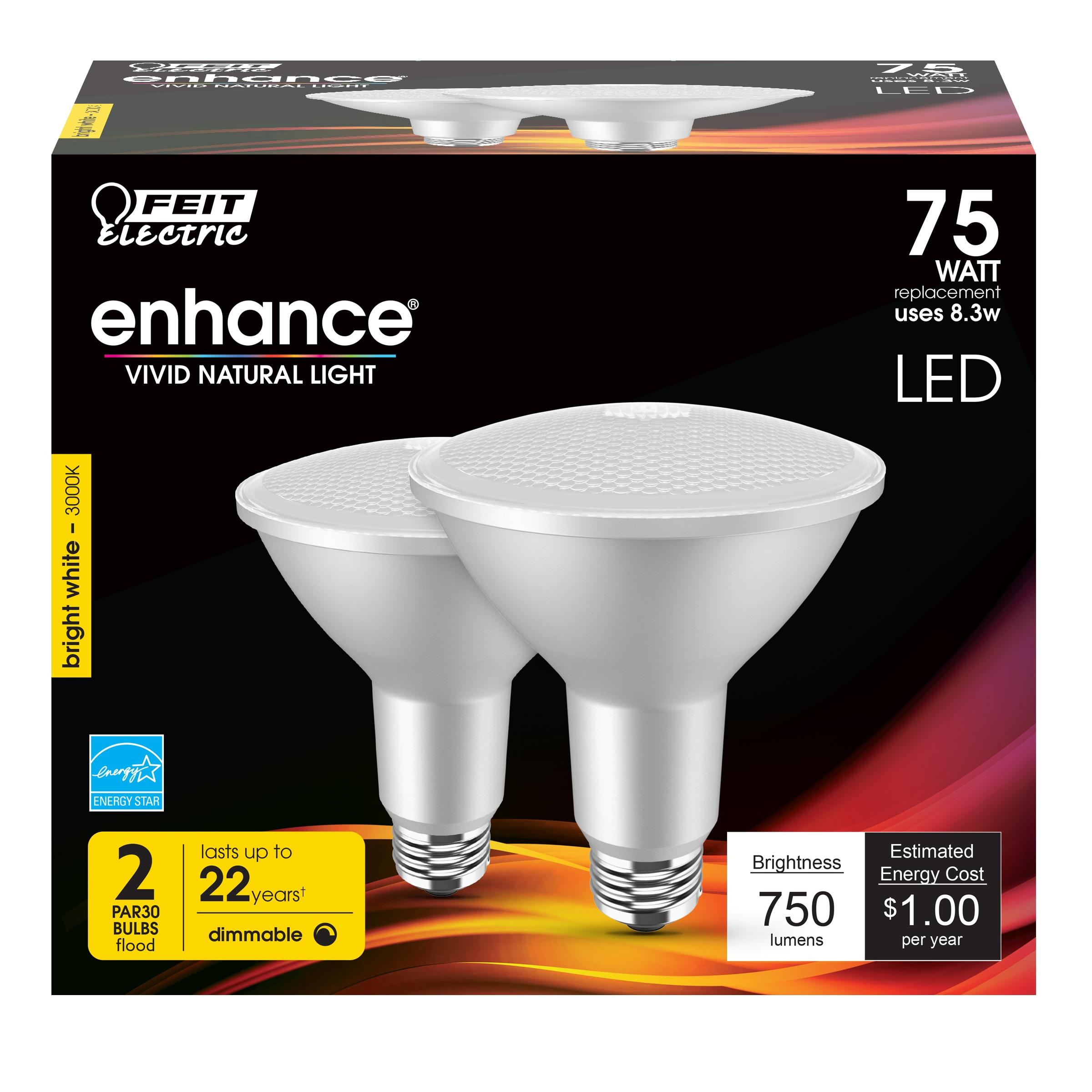 Feit Electric Enhance PAR30 E26 (Medium) LED Bulb Bright White 75 Watt Equivalence 2 pk