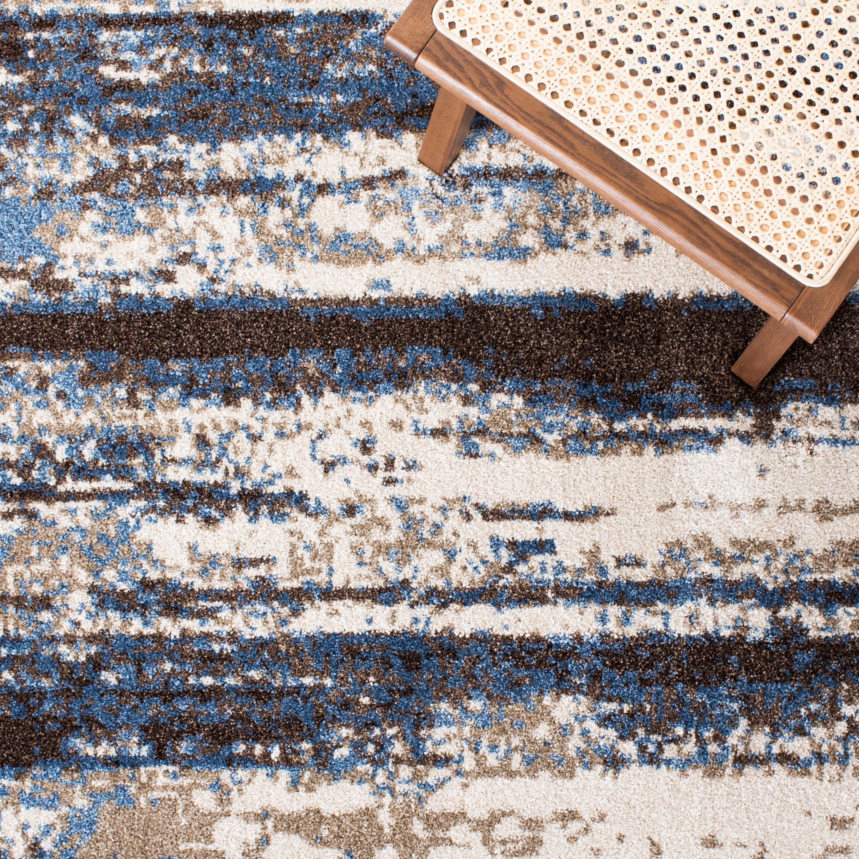 Retro RET2138 Power Loomed Indoor Area Rug - Cream/Blue - 4'x4' - Safavieh.