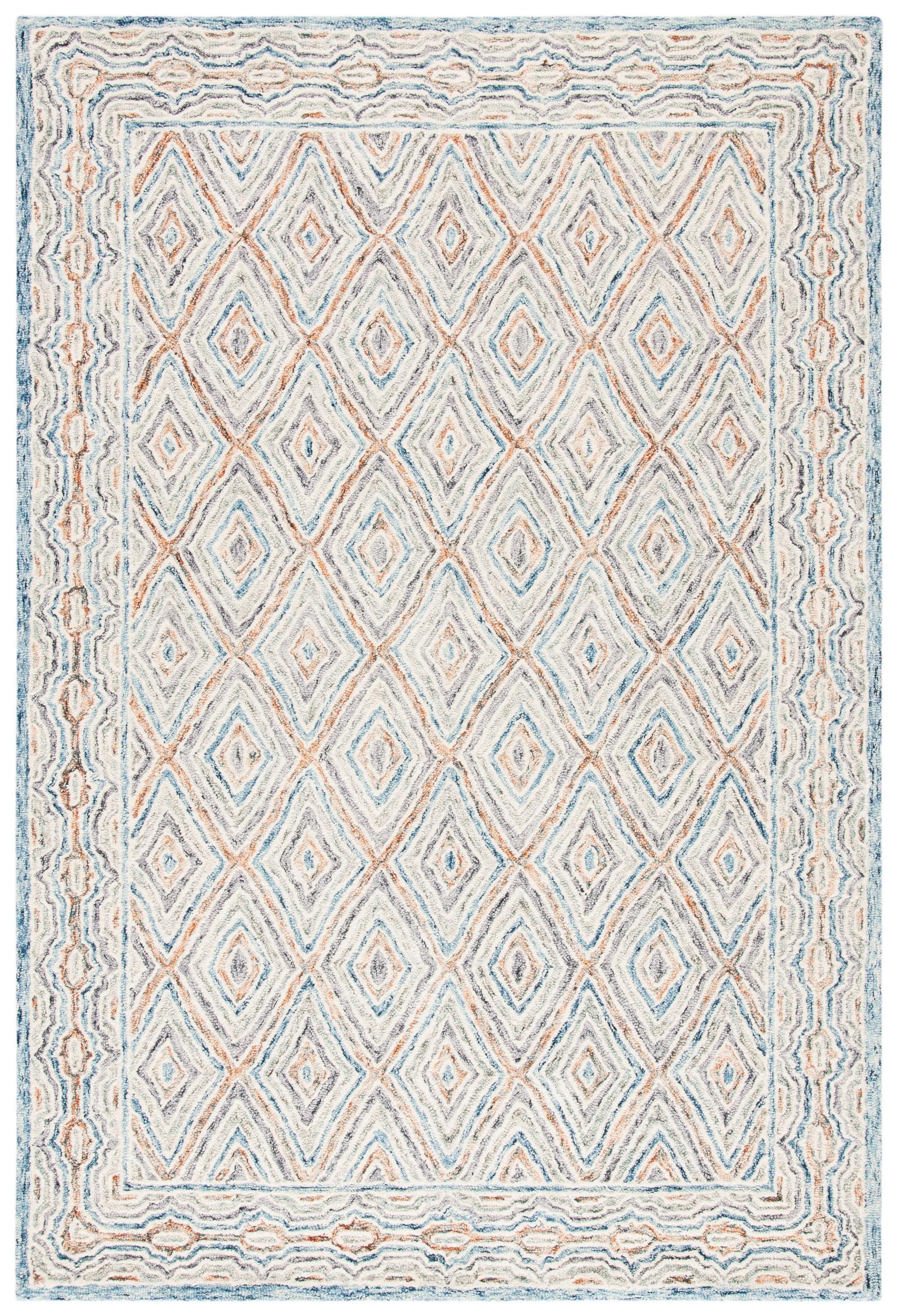Capri CPR217 Hand Tufted Area Rug - Blue/Rust - 4'x6' - Safavieh.