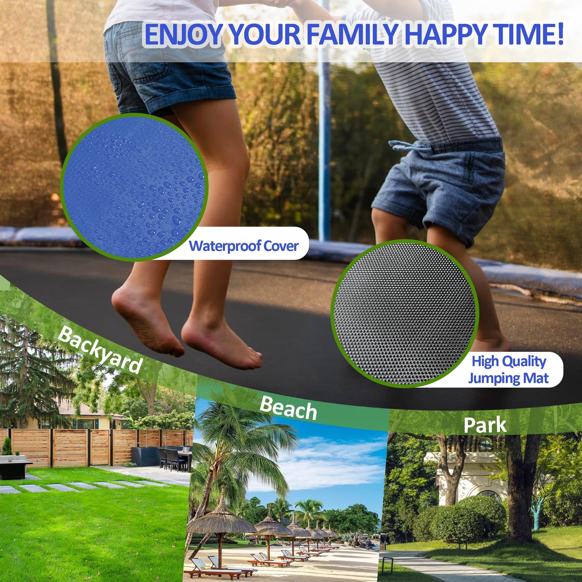wendeway 10FT Trampoline With Basketball Hoop,  ASTM Approved Reinforced Type Outdoor Trampoline With Enclosure Net
