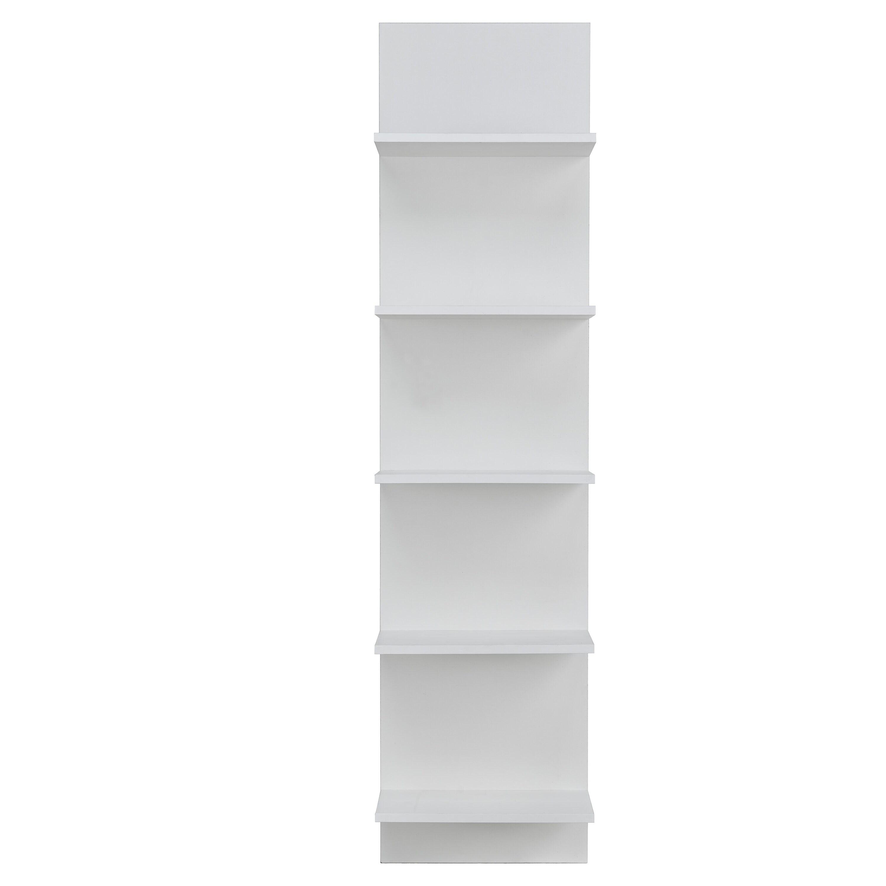 Danya B. 47" x 11.7" Wide Vertical Column Wall Shelf White: Laminated MDF, 5-Tier Storage, Includes Mounting Hardware