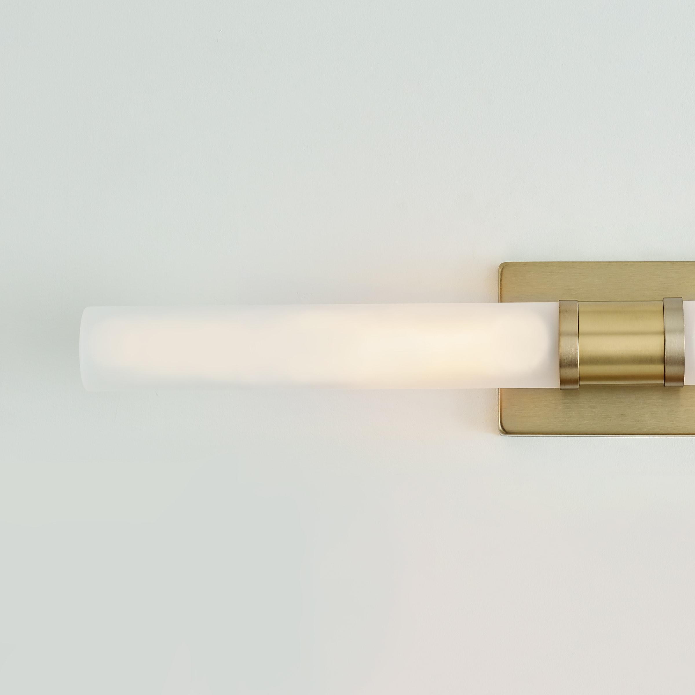 Satin Brass 2-Light Dimmable Vanity Light with Frosted Glass