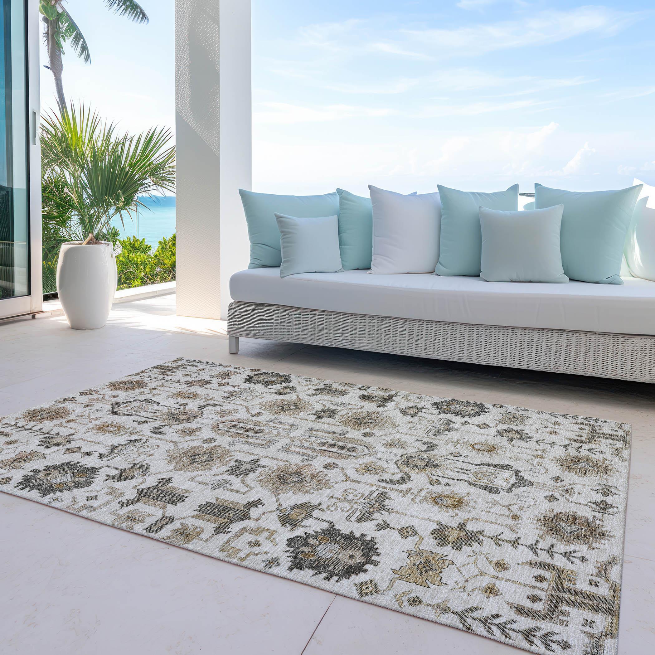 Addison Rugs Chantille Indoor/Outdoor Traditional Oriental Ivory Washable Rectangle Rug, 2'6" x 3'10"