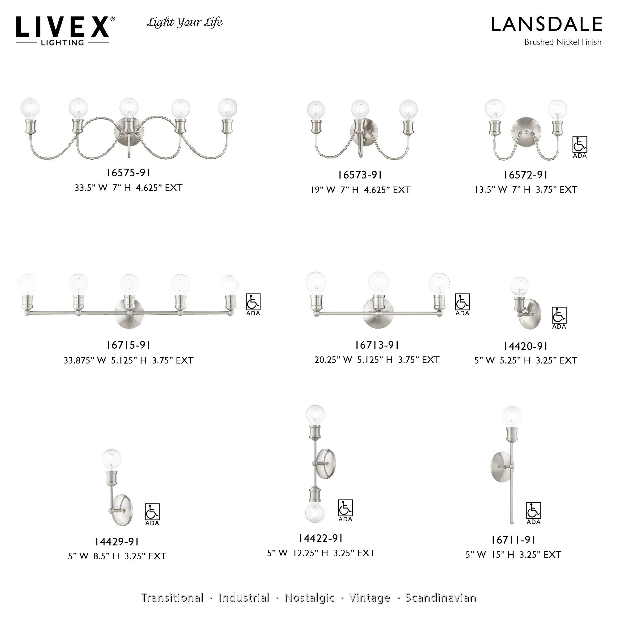 Livex Lighting Lansdale 1 - Light Vanity in  Brushed Nickel