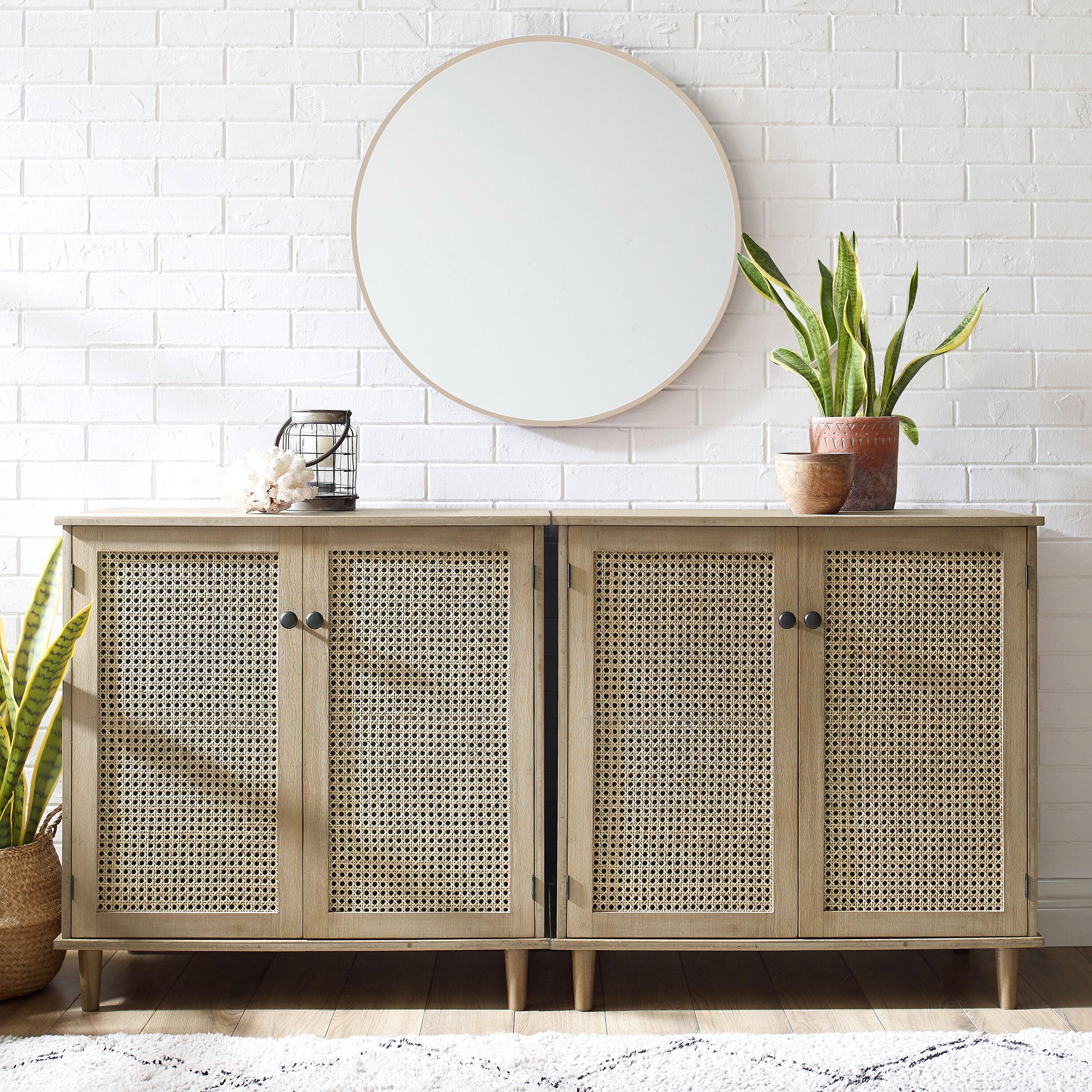 Art Leon Cane Wicker Cabinet Sideboard, Natural