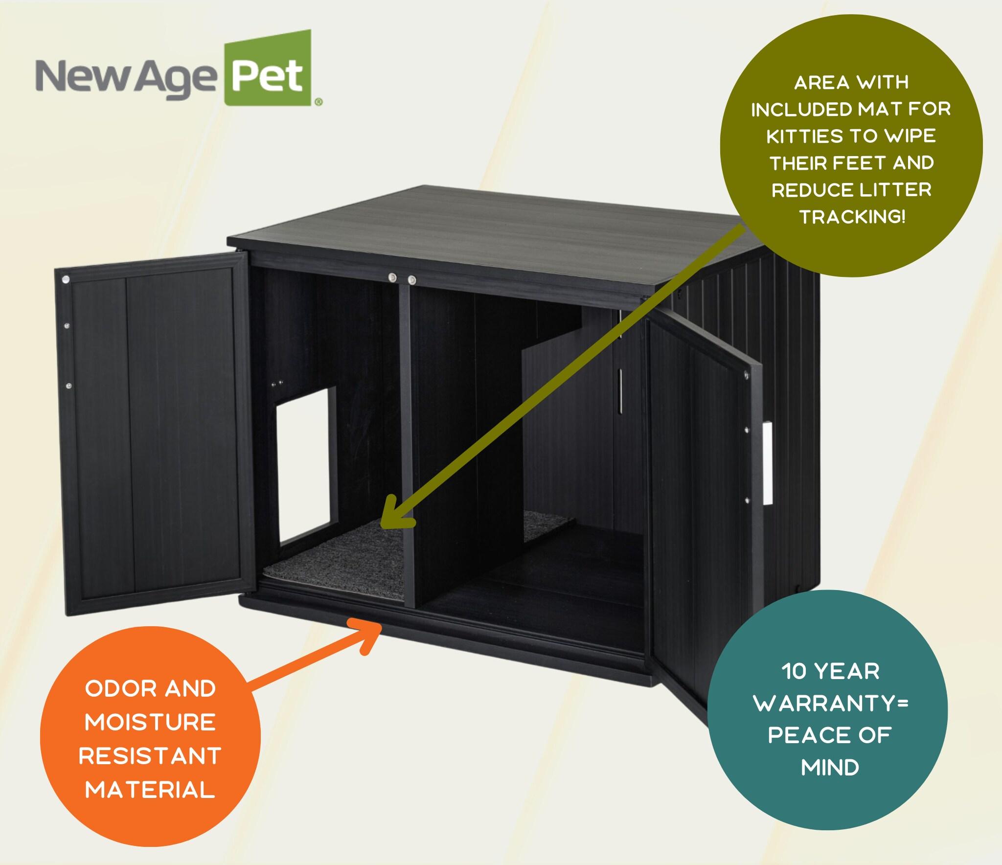 New Age Pet® ECOFLEX® Promax Litter Loo® Litter Box Enclosure Table, Espresso Black - Durable Wood Plastic Composite Cat Litter Box Furniture with No-Track Litter Mat, Easy Clean, Quick Assembly