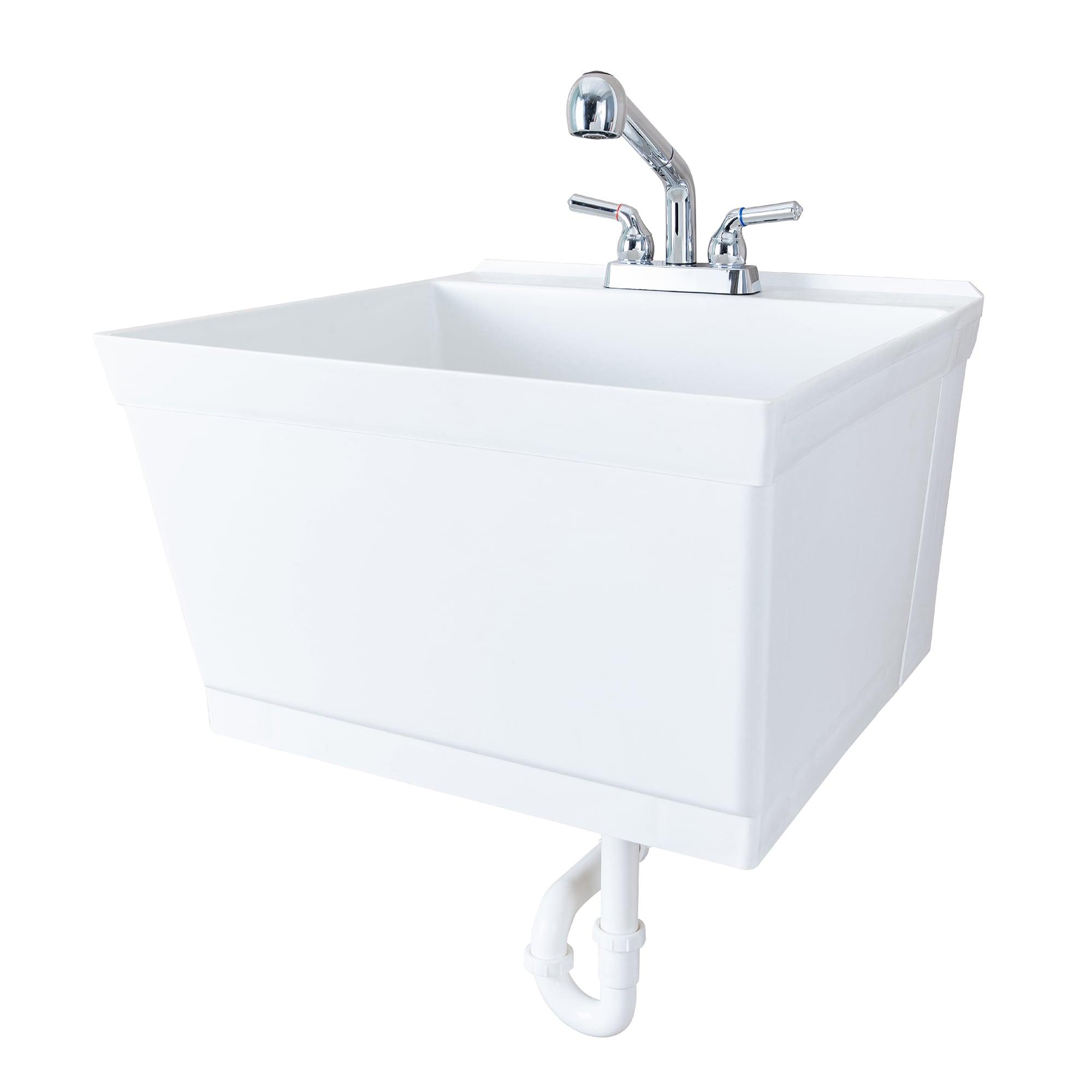23" L x 24" W Wall Mount Laundry Sink with Faucet
