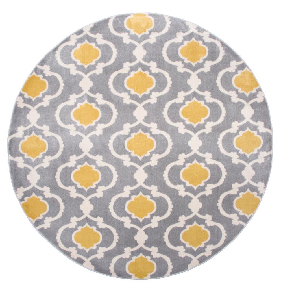 World Rug Gallery Moroccan Trellis Contemporary Indoor Area Rug - Yellow gray 6'6" x 9'
