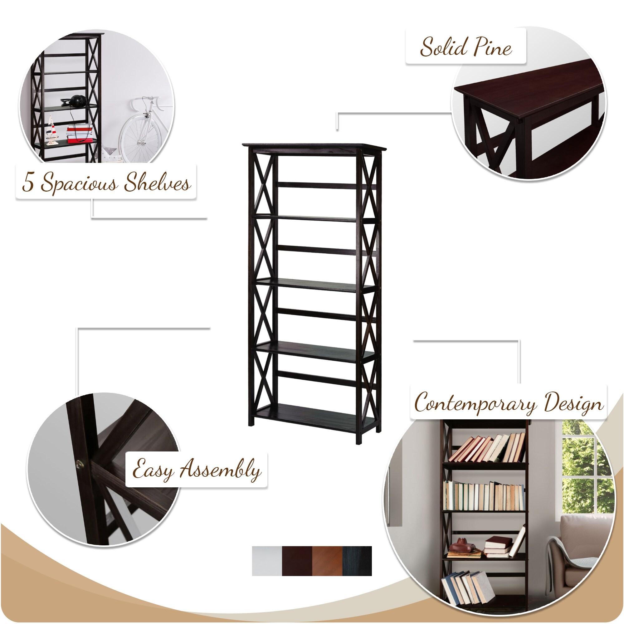 Casual Home Montego Shelf Bookcase-Color:Espresso,Size:5-Shelf