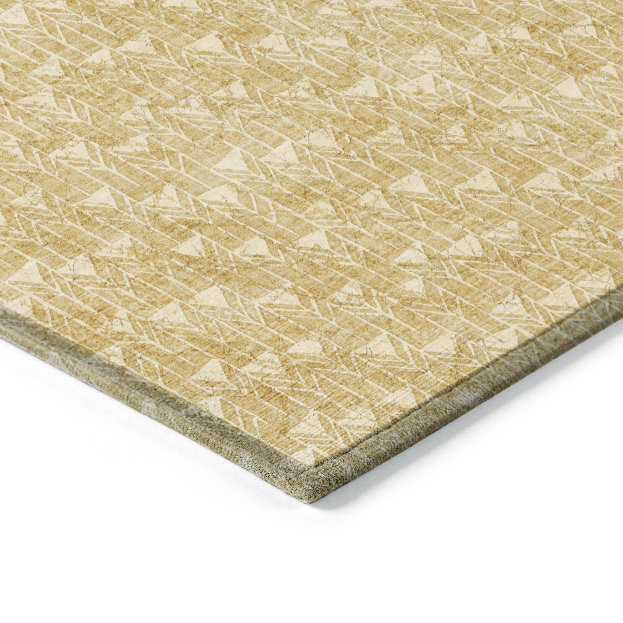 Gold Geometric 3x5 ft Washable Synthetic Area Rug