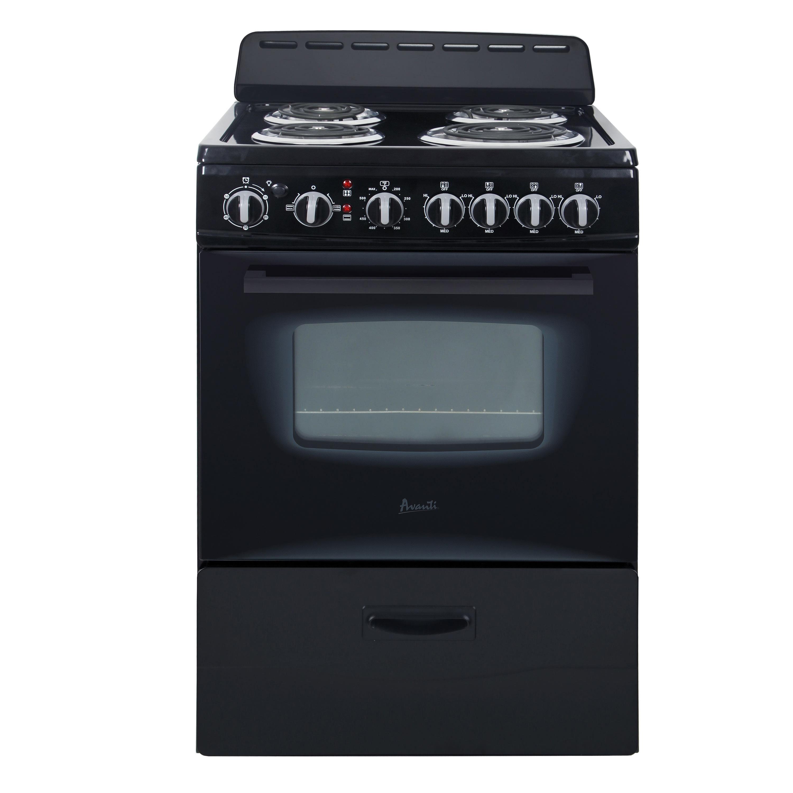 Avanti 24-Inch Black Freestanding Electric Range with Glass Door