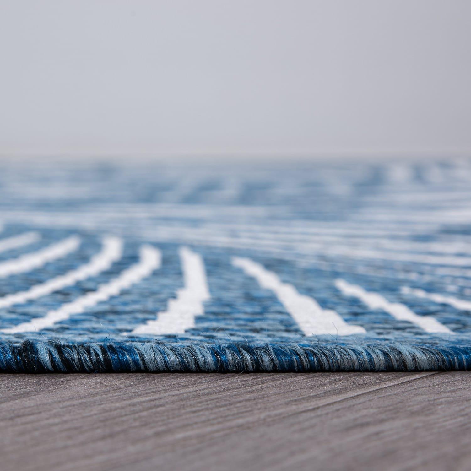 World Rug Gallery Contemporary Palm Leaf Textured Flat Weave Indoor/Outdoor Area Rug - NAVY 2'x3'
