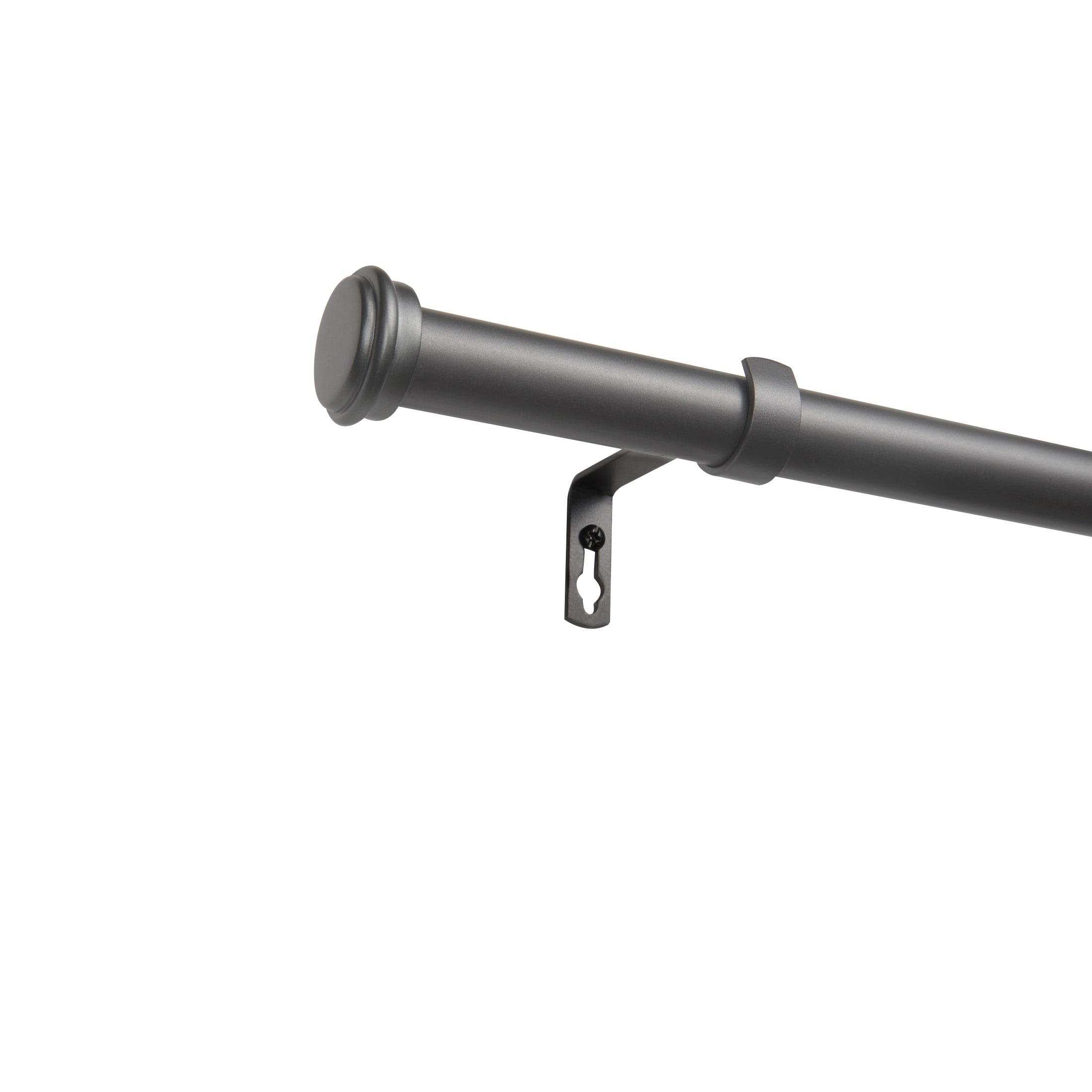Exclusive Home 36"-72" Topper Curtain Rod - Gunmetal: Matte Finish, Iron, Flat Cap Finial, 25 lb Capacity
