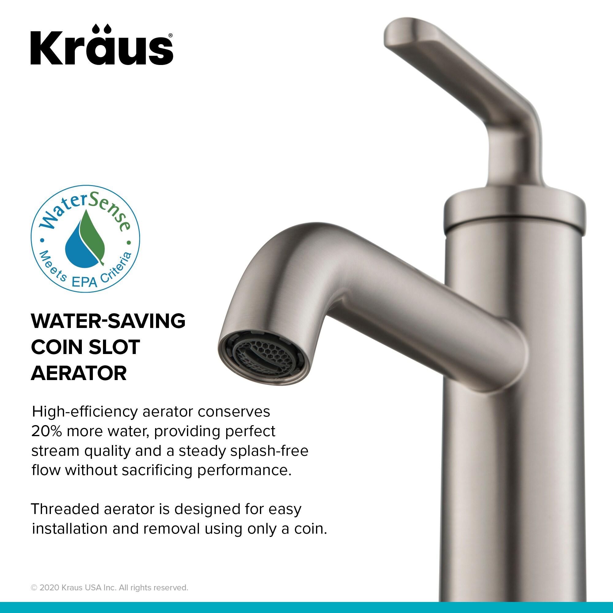 KRAUS Ramus Single Handle Bathroom Sink Faucet with Lift Rod Drain
