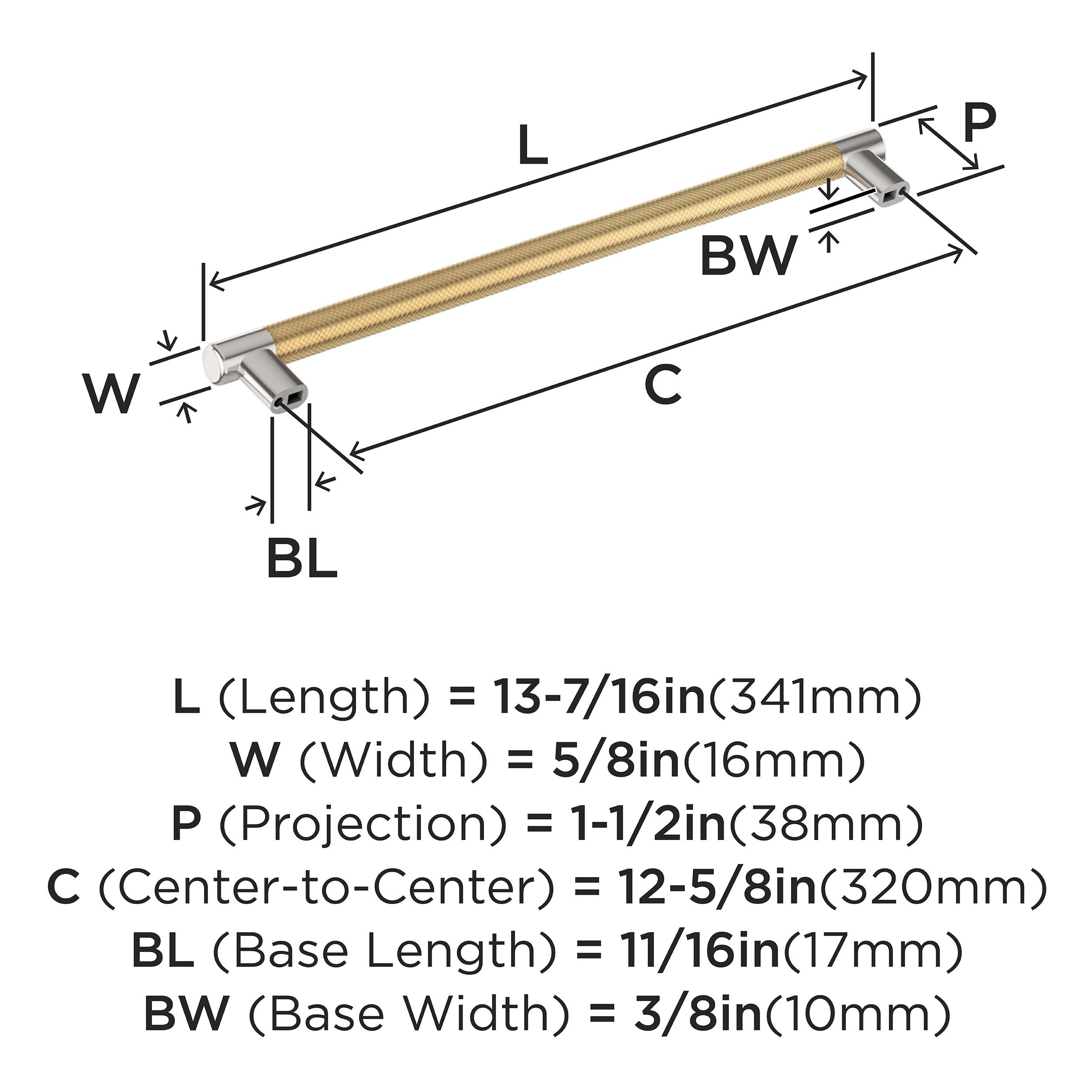 Amerock Esquire 12-5/8 inch (320mm) Center-to-Center Polished Nickel/Champagne Bronze Cabinet Pull