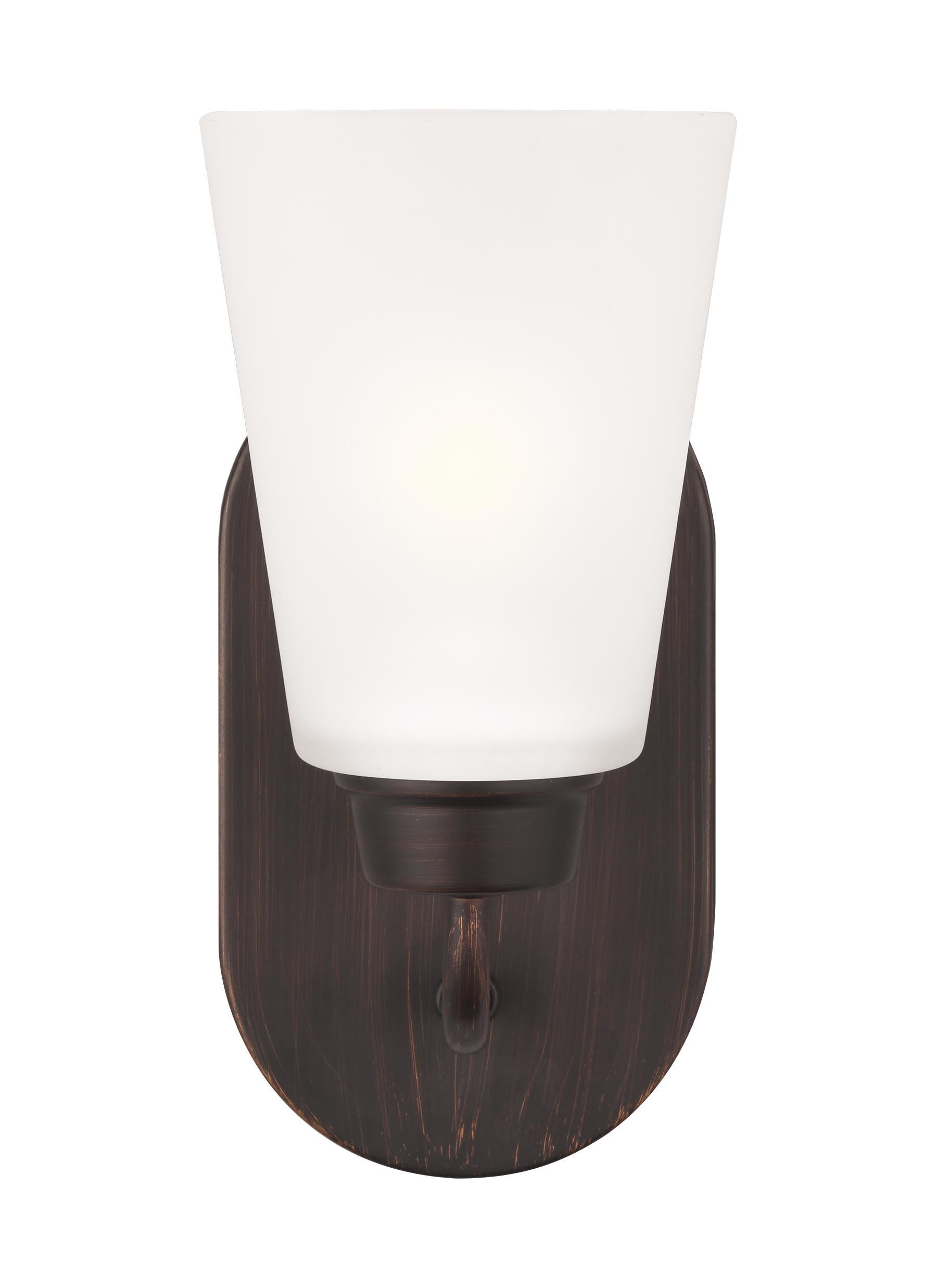 Bronze Kerrville Energy Star Wall Sconce with Satin Etched Glass Shade