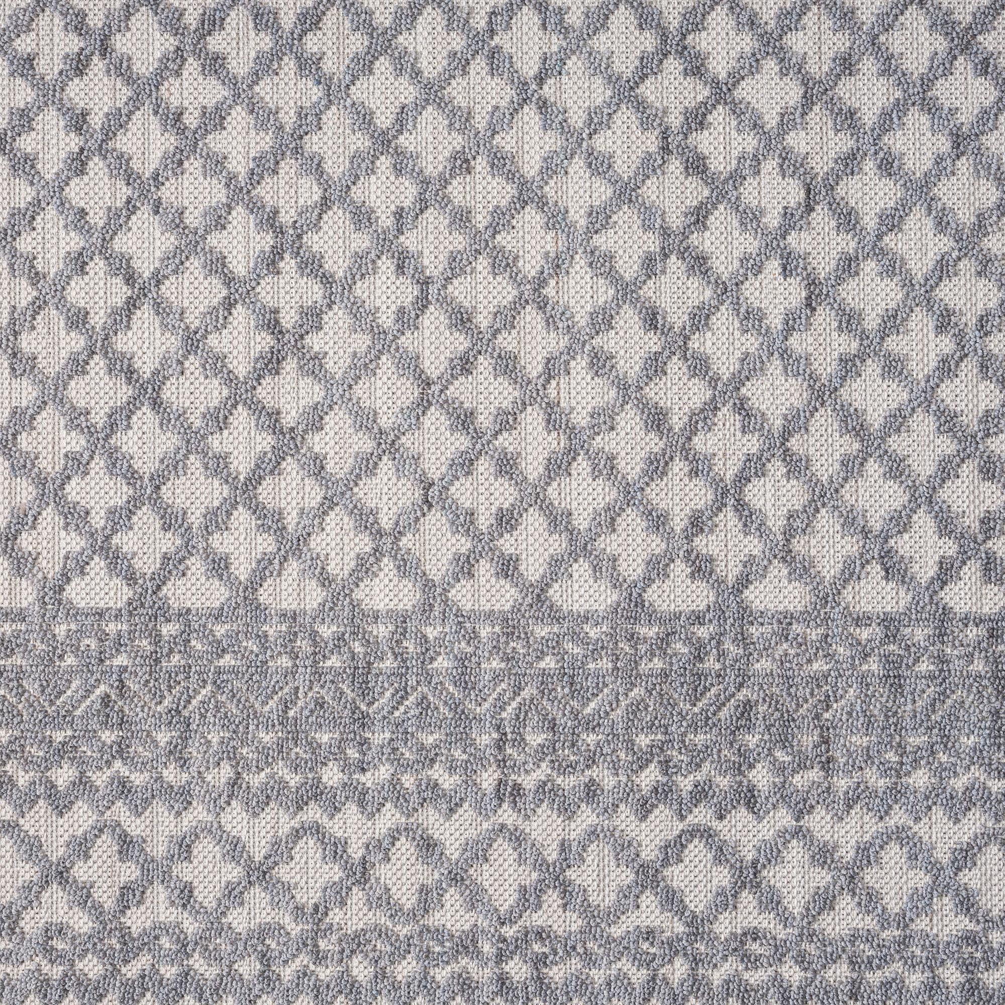 LR Home Gayle 7'10" x 8'10" Gray/Ivory Bordered Performance Indoor/Outdoor Area Rug