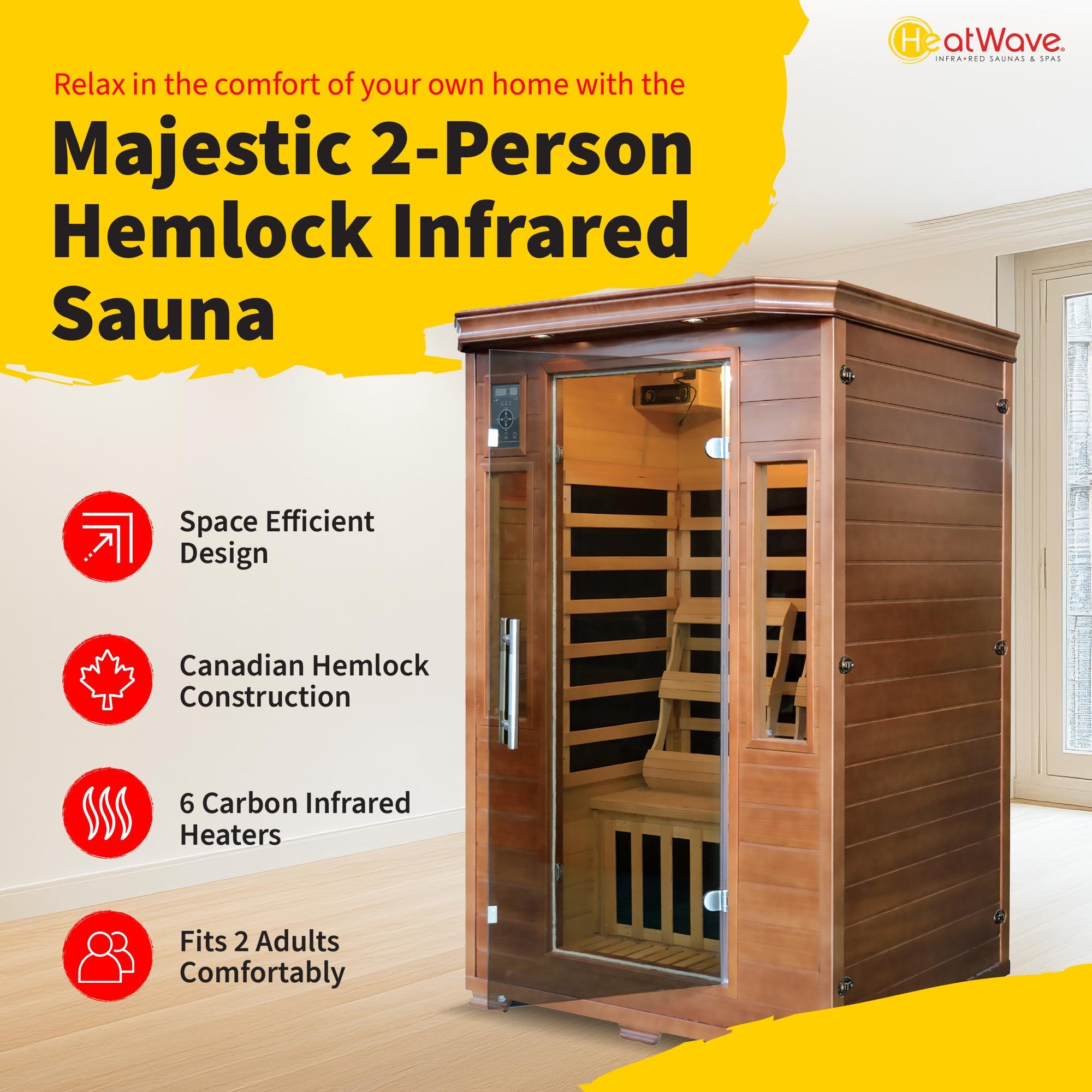 Heatwave 2-Person Hemlock Premium Infrared Sauna with 6 Carbon Heaters