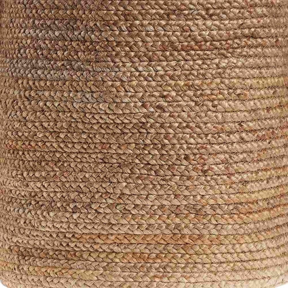 LR Home Braided Round Jute 17" Storage Basket with Handles, Natural/Tan Solid