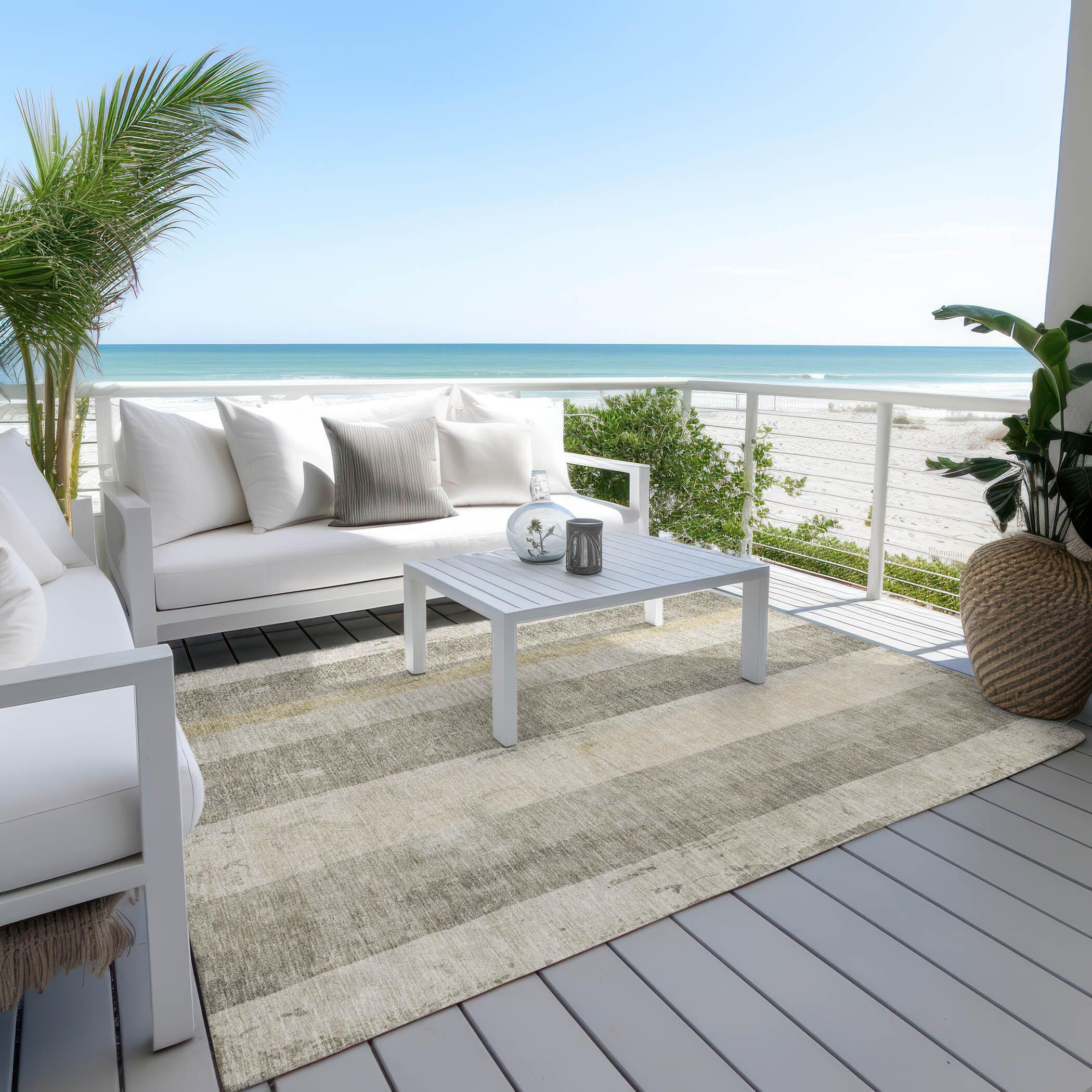 Machine Washable Indoor/Outdoor Cinead ACN1689 Taupe Rug