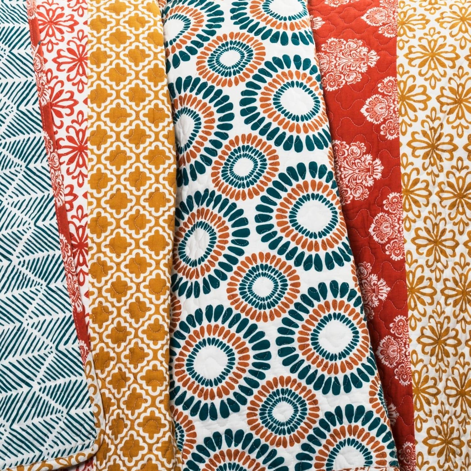 Lush Decor Bohemian 100% Cotton Reversible 3-Piece Quilt Set