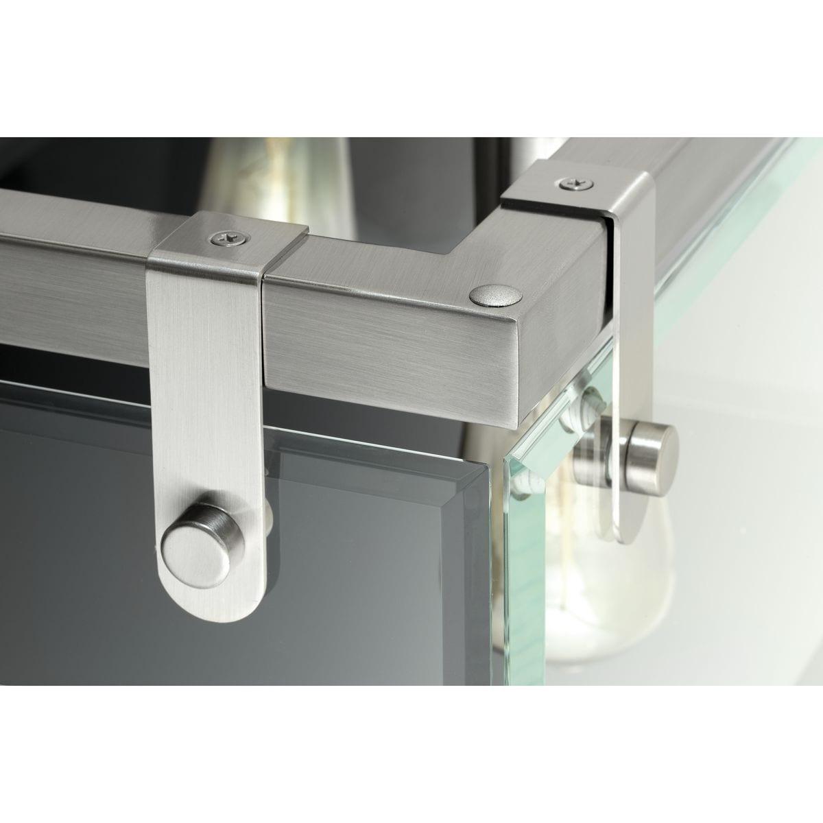 Progress Lighting Glayse 2-Light Bath & Vanity, Brushed Nickel, Beveled Glass Shade