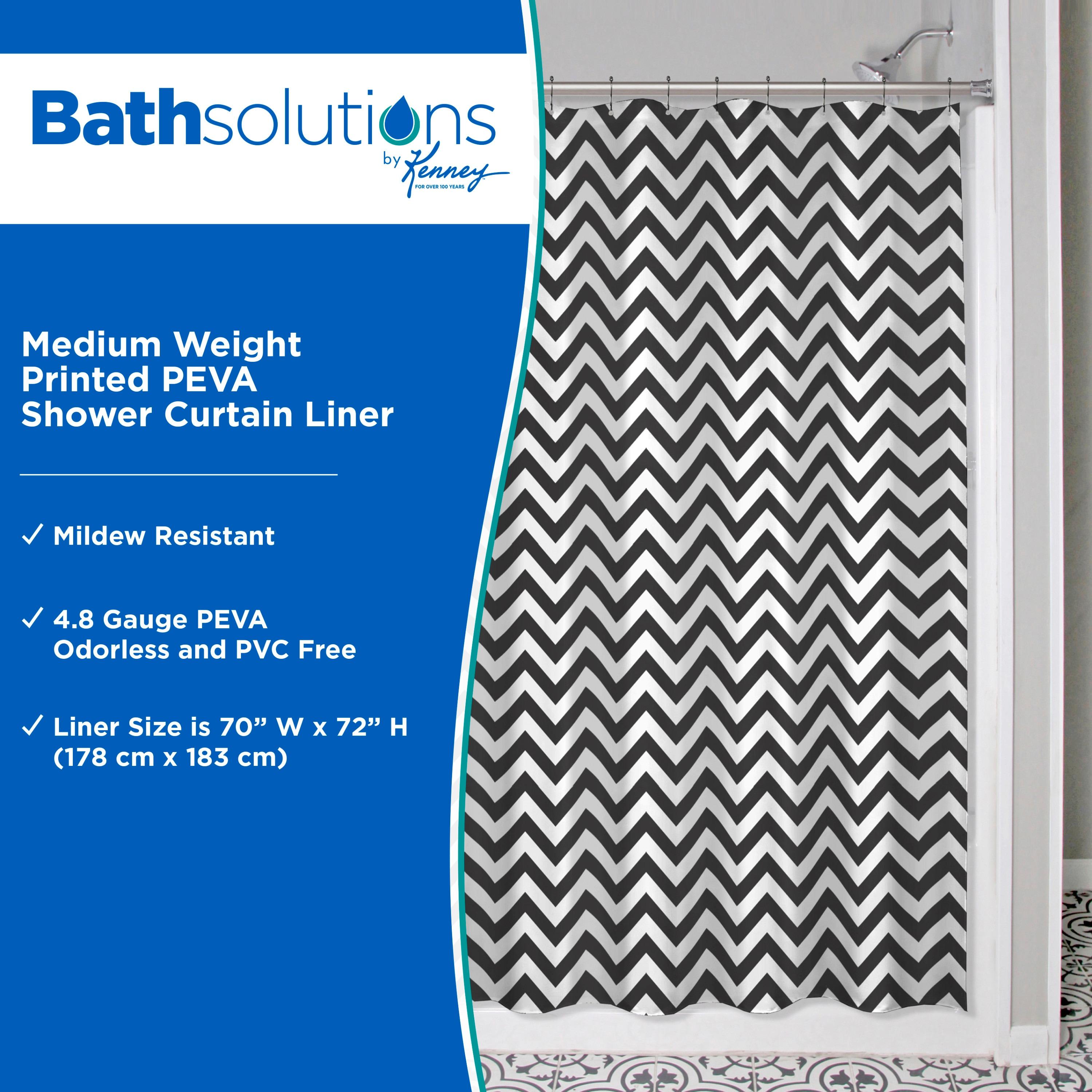 Kenney® Medium Weight Decorative PEVA Shower Curtain Liner, 70" W x 72" H, Step Up Chevron