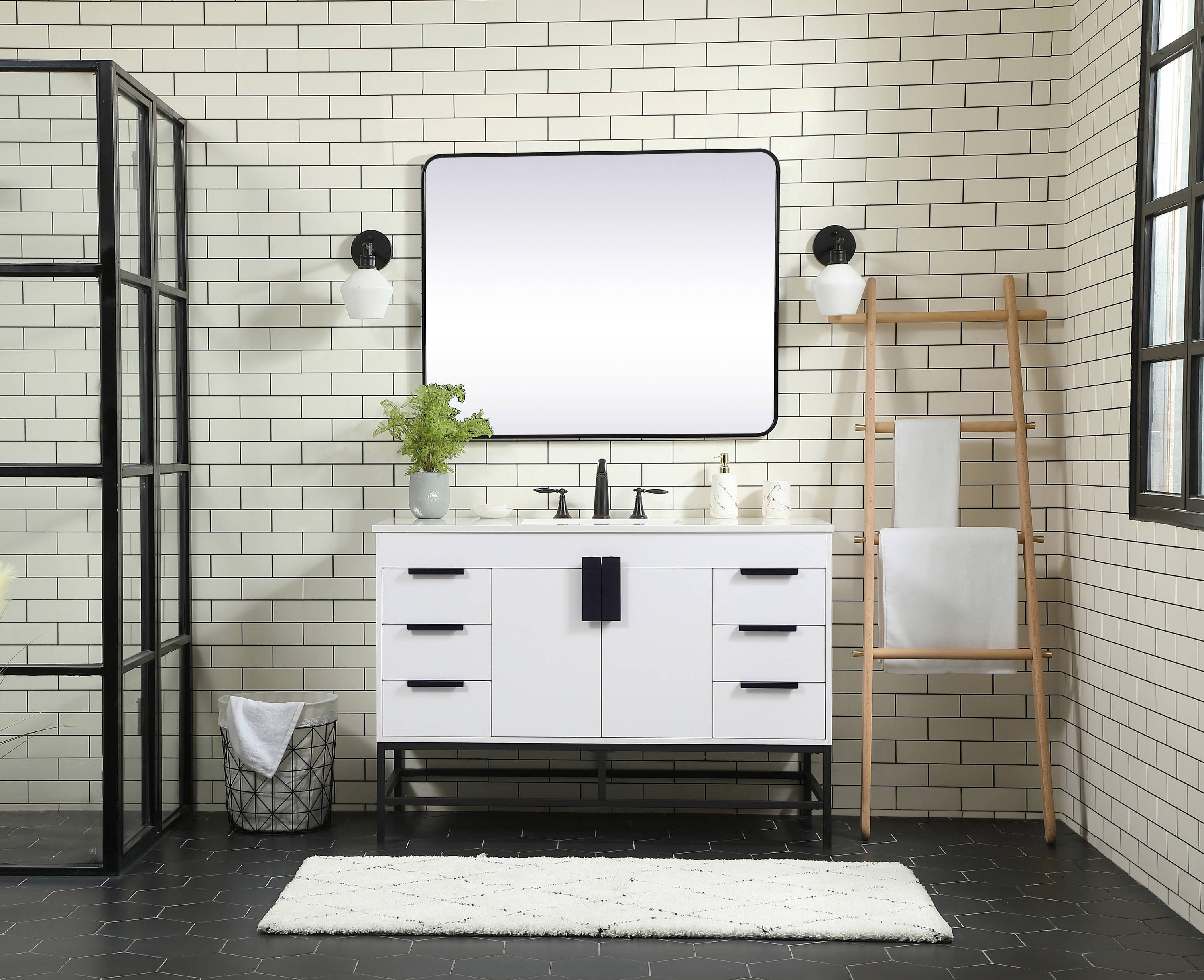 Alizabeth 48'' Single Bathroom Vanity with Engineered Marble Top
