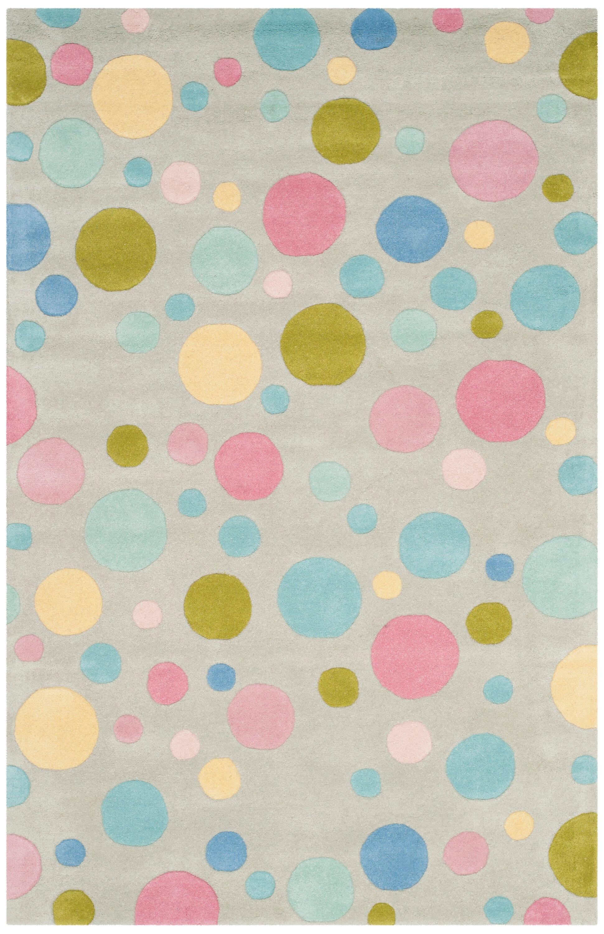 SAFAVIEH Soho Dots Polka Dots Wool Area Rug, Grey/Multi, 3'6" x 5'6"