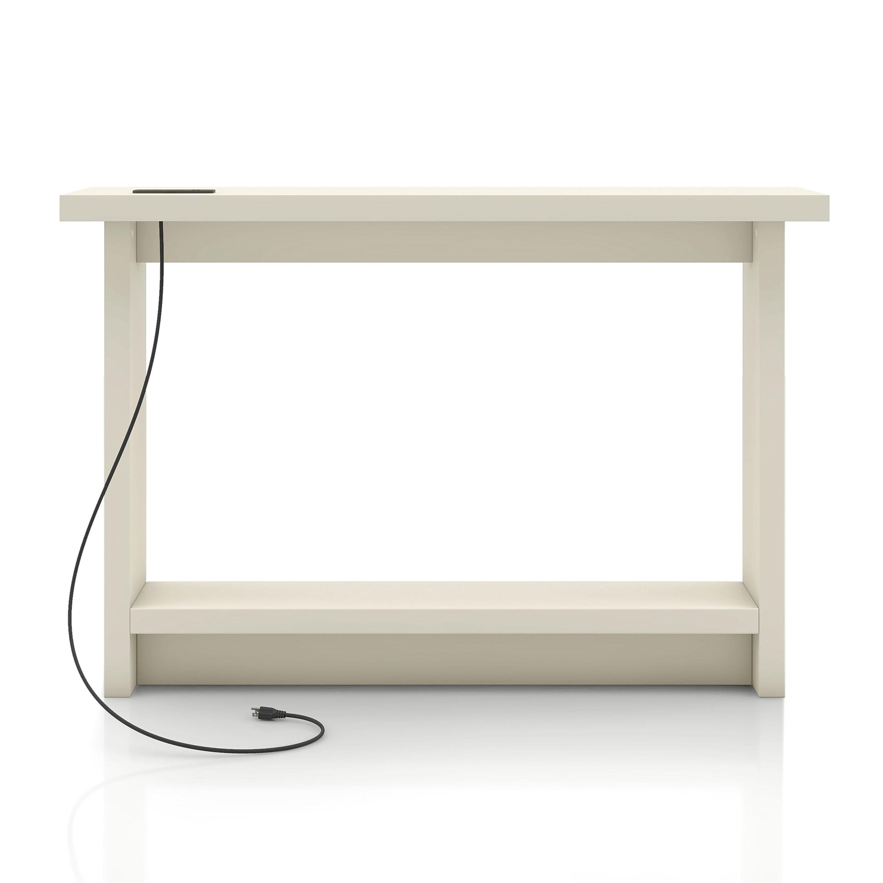 miBasics Nortal 47.24" Console Table Modern 1 Shelf with Usb and Power Ports Soft White