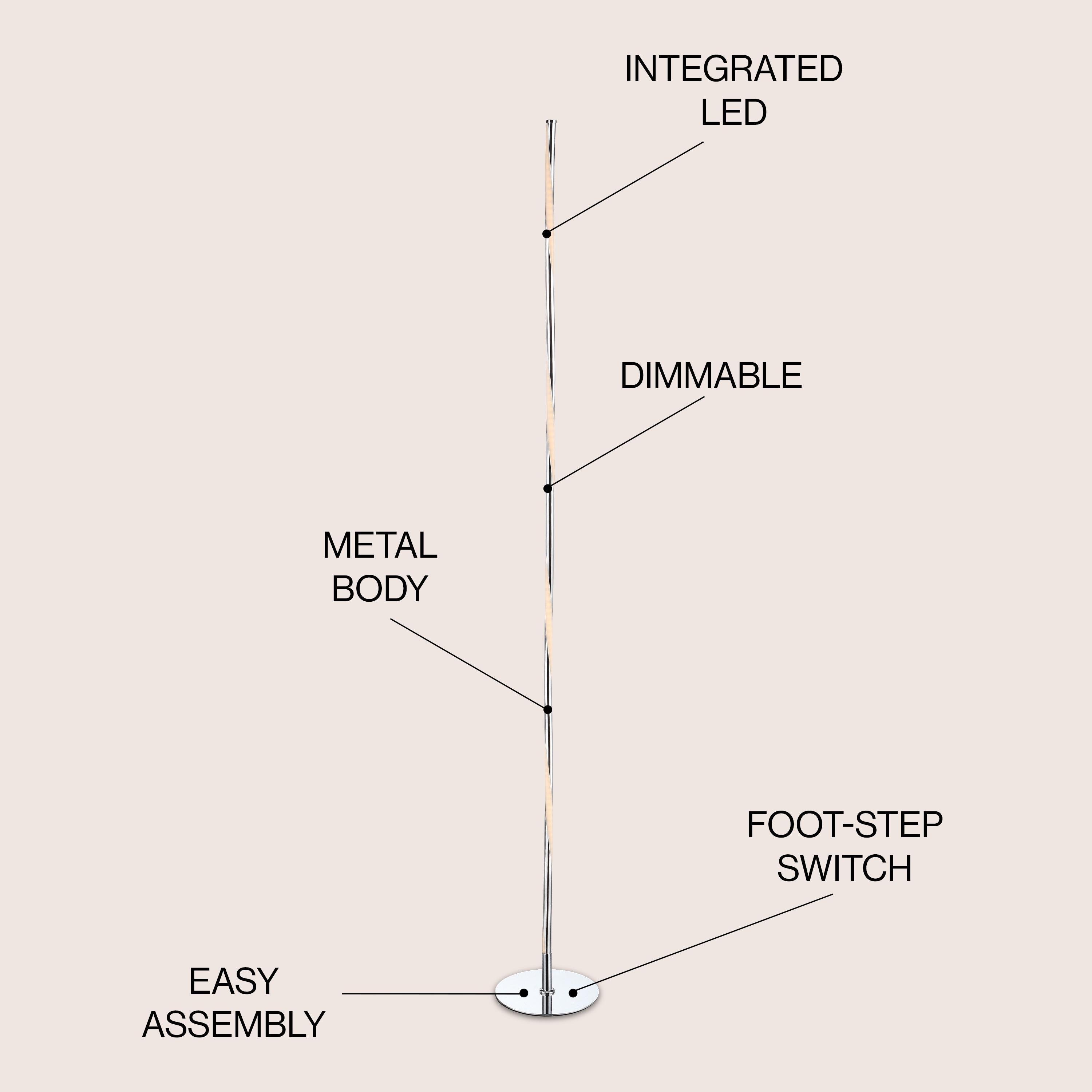 Tall Chrome LED Integrated Arc Floor Lamp