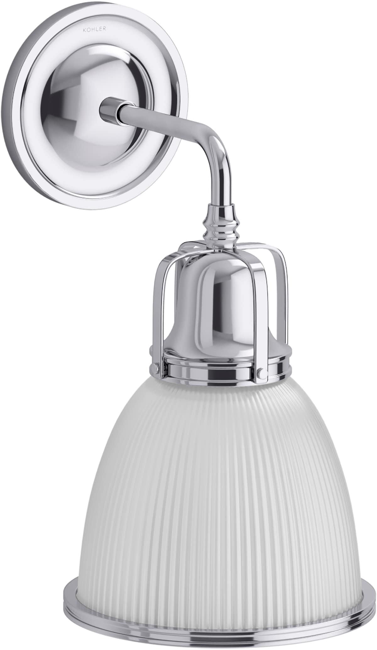 Polished Chrome Industrial Bell Sconce with Glass Shade