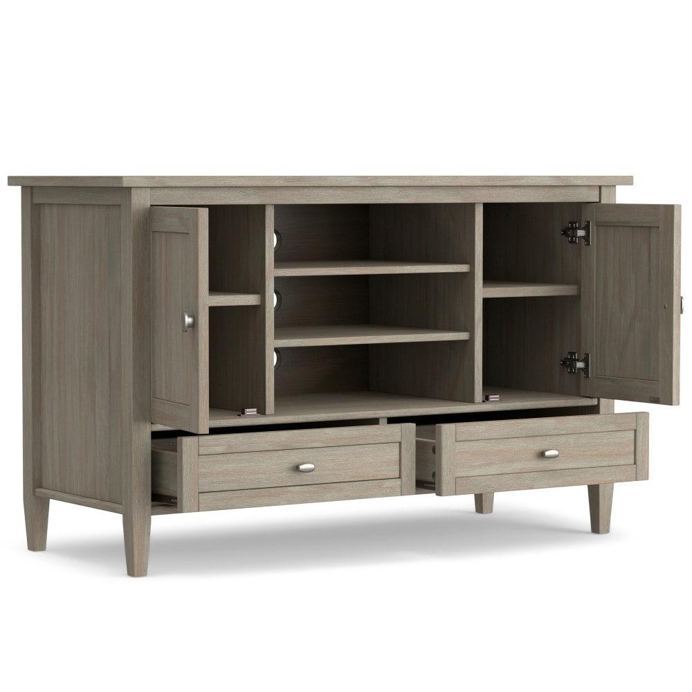 Simpli Home Warm Shaker 47"W Solid Wood TV Stand for TVs up to 55" with 2 Storage Cabinets and 2 Drawers