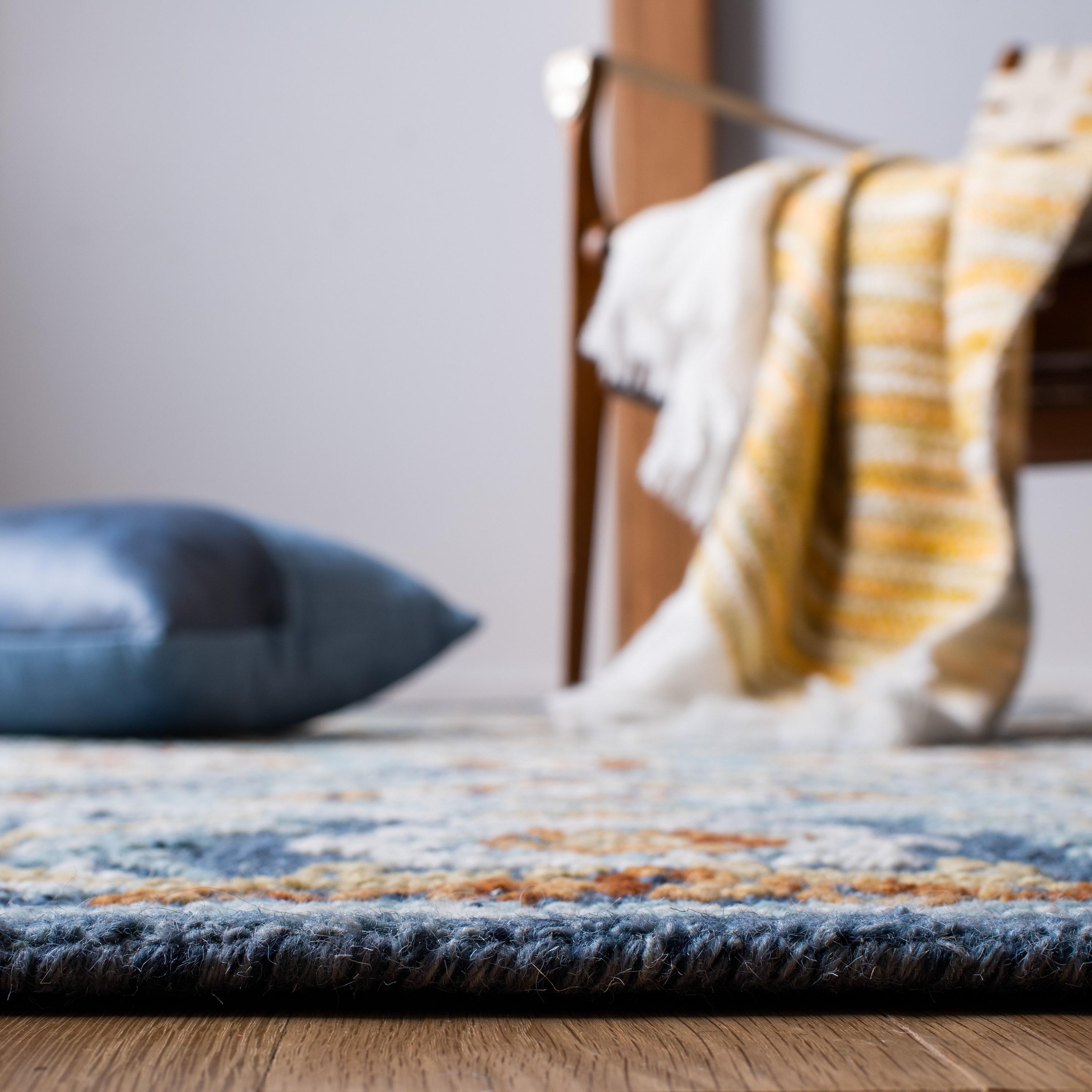 SAFAVIEH Blossom Dima Damask Area Rug, Navy/Yellow, 8' x 10'