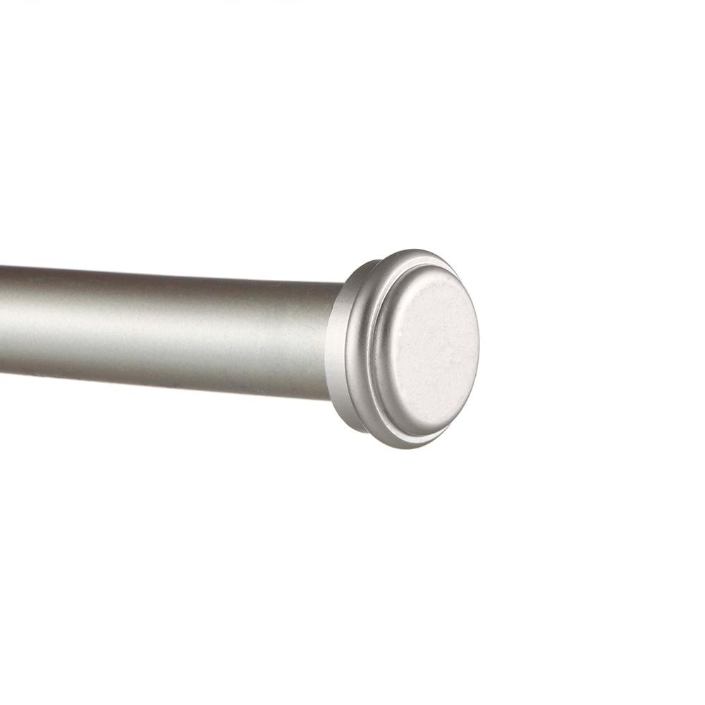 EXCLUSIVE HOME Topper 1" Curtain Rod and Coordinating Finial Set, Matte Silver, Adjustable 36"-72"